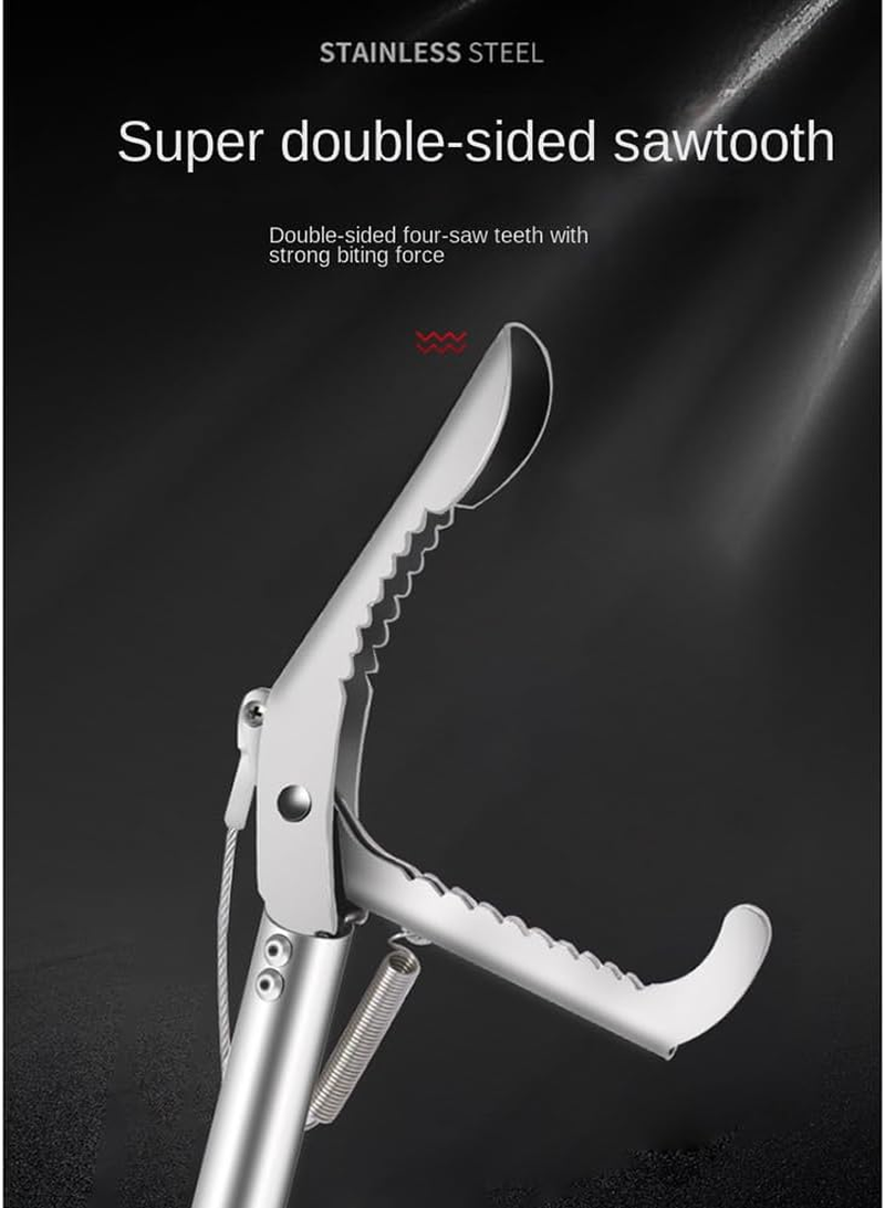 Snake Tongs, 59" Extra Long Snake Grabber Tool, Collapsible Reptile Snake Tongs, Stainless Steel Snake Catcher Stick, Snake & Reptile Hook Wide Jaw Pick-Up Handling Tool 1.5M Bend Clip image number 2