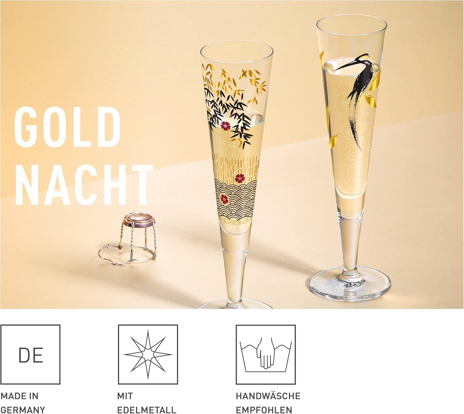 RITZENHOFF Goldnacht No. 21 1071021 Champagne Glass 200 Ml Elegant Designer Piece with Real Gold Made in Germany image number 6