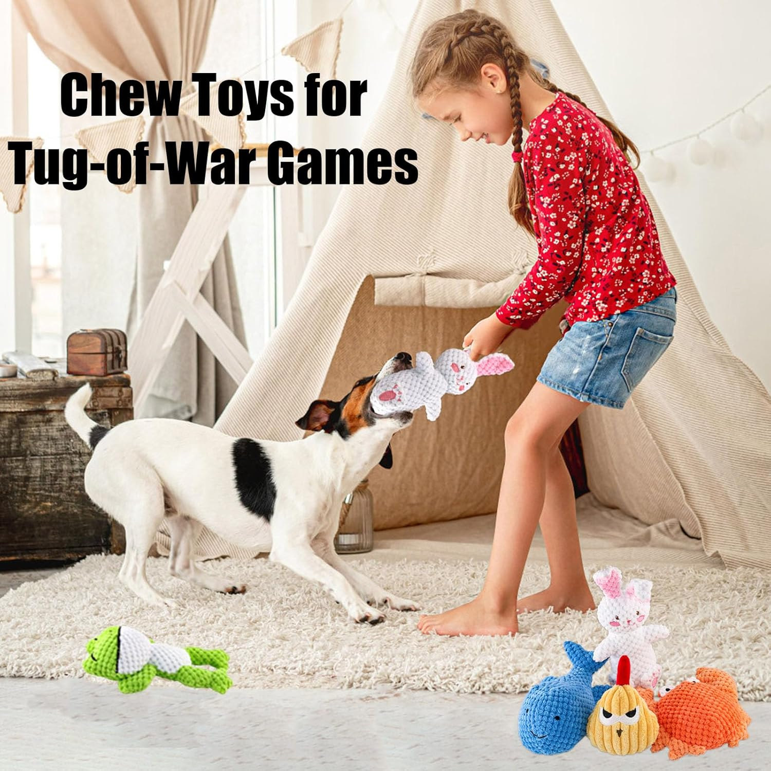 Plush Squeaky Cat Animal Toys Soft Durable Chick Frog Set Perfect for Dogs Birds Pets Keep Busy Training Birthday Reward Gift Aovrmuz image number 6