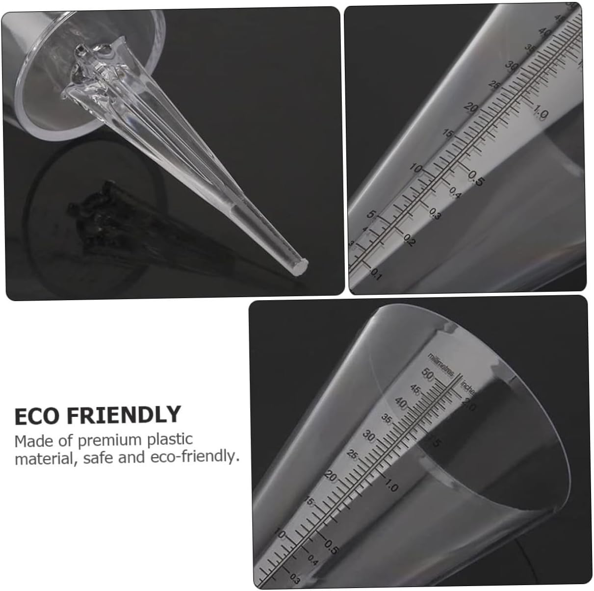 2Pcs Transparent Cone Shaped Rain Gauge Outdoor Plastic Rainfall Measuring Cup with Scale for Farming Meteorological Statistics and Climate Research image number 4