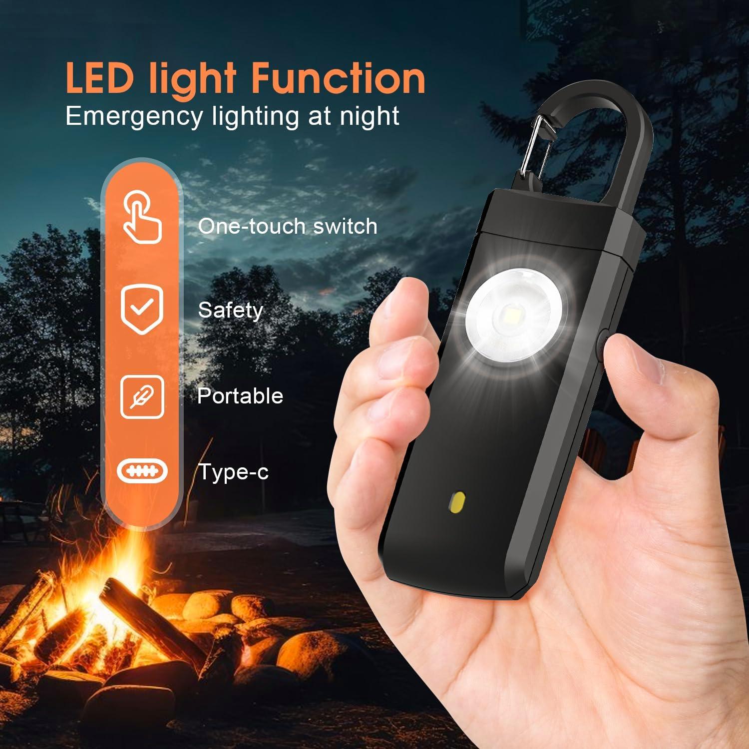 Sonicefit 130Db Rechargeable Personal Alarm for Women & Men, Safety Keychain with Strobe Light & Loud Siren, Security Alarm for Students, Kids, Girls, Elderly - Ideal Christmas/Birthday Gift (Pink)