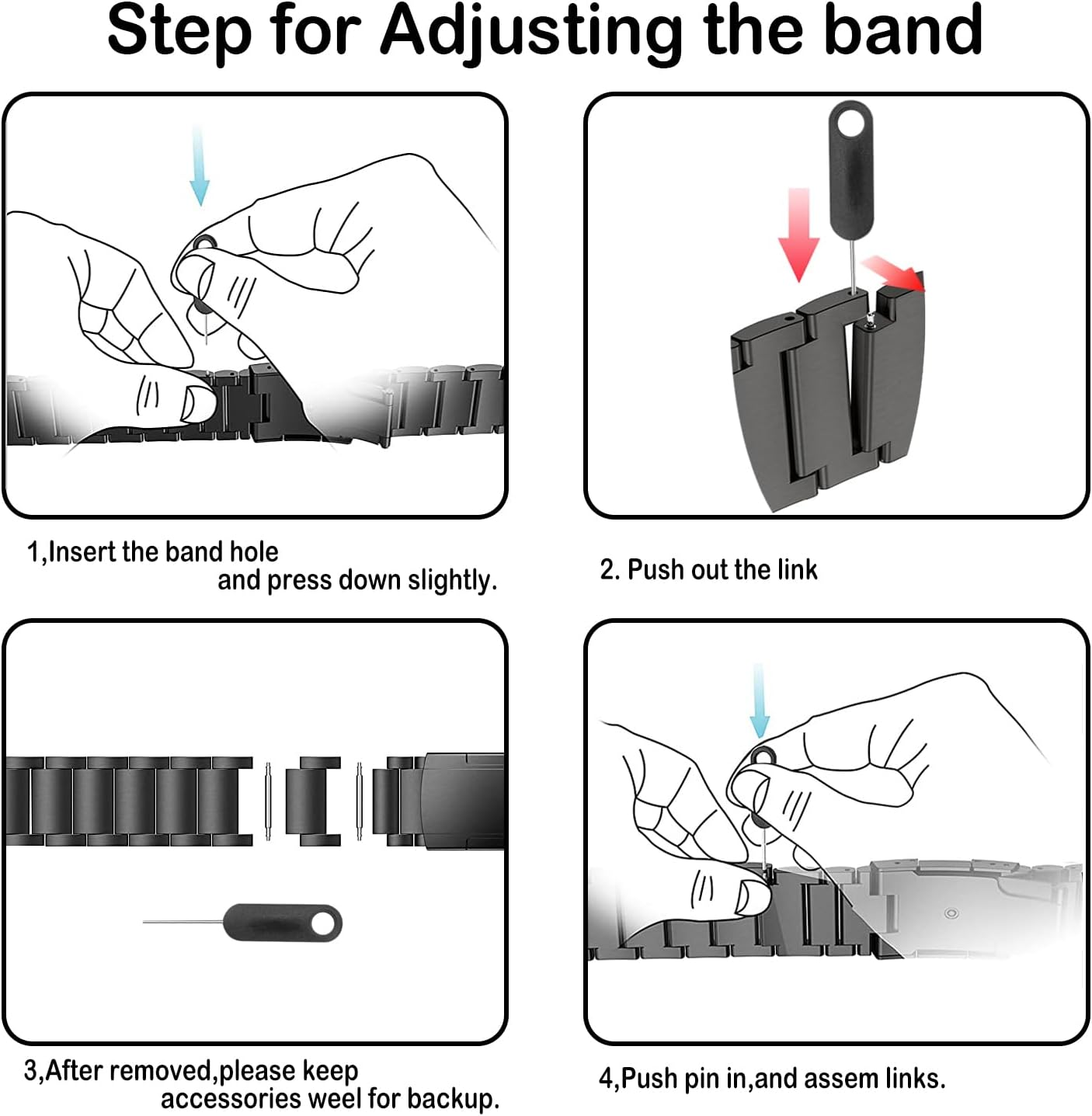 Maktech Titanium Band for Garmin,22Mm Three-Piece Metal Bracelet Strap with Quick Release Connector,Tortoise Buckle,For Garmin Fenix 8 47Mm/7/7 Pro/6/6 Pro/5/5 plus Smartwatch (Black) image number 3