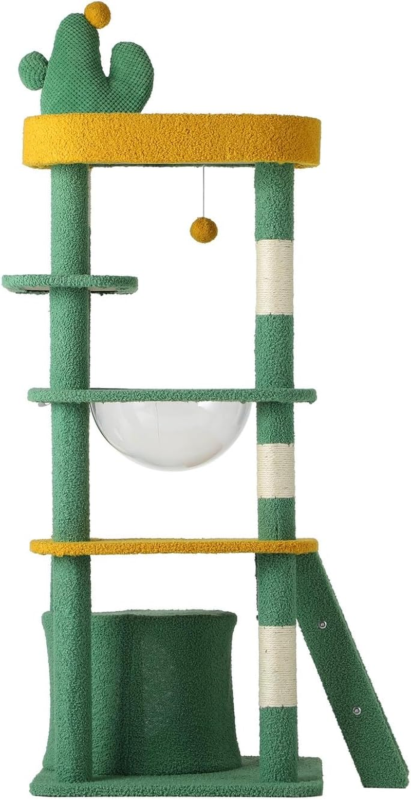 Alopet 144Cm Cat Tree with Ladder and Scratching Post, Cat Tower Condo Green image number 4