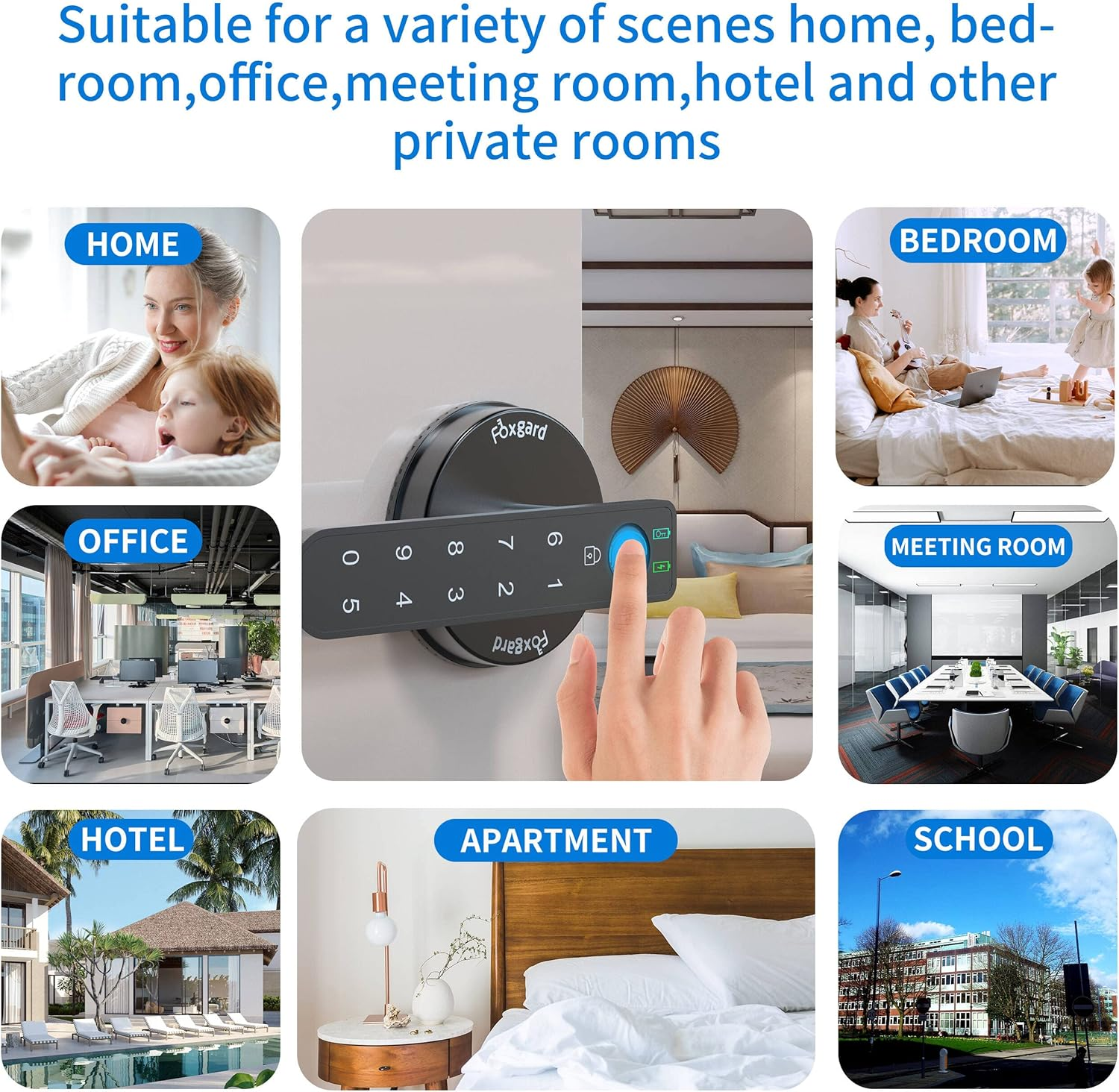 Foxgard Smart Fingerprint Door Lock, Biometric Door Lock, Electronic Door Knob with Keypad,Smart Door Knob with 100 Fingerprints, 50 Codes for Home,Bedroom, Office(Round) - Round Black image number 6