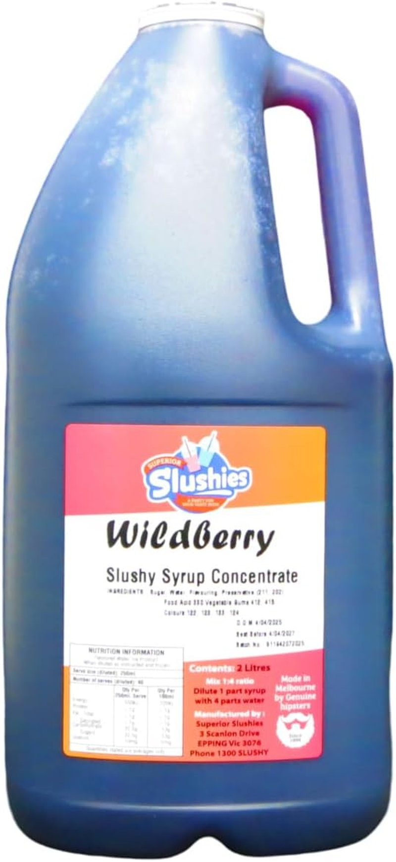 Superior Slushies Wildberry Slushy Syrup Concentrate &ndash; Mixed Berry Flavour &ndash; Premium Slushie Mix for Frozen Cocktail & Slushy Machines &ndash; 2L Bottle