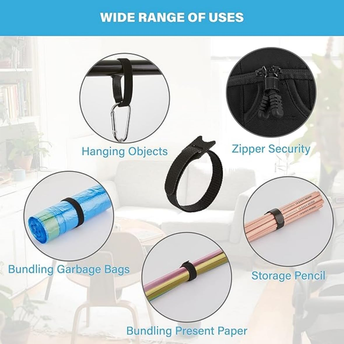 120Pcs Reusable Fastening Cable Ties,Wrap Cable Ties,Wire Ties Cable Management 3.94/5.90/7.87Inch,Premium Quality Cable Management Straps for Electrical Cable & Wire Organizer image number 2