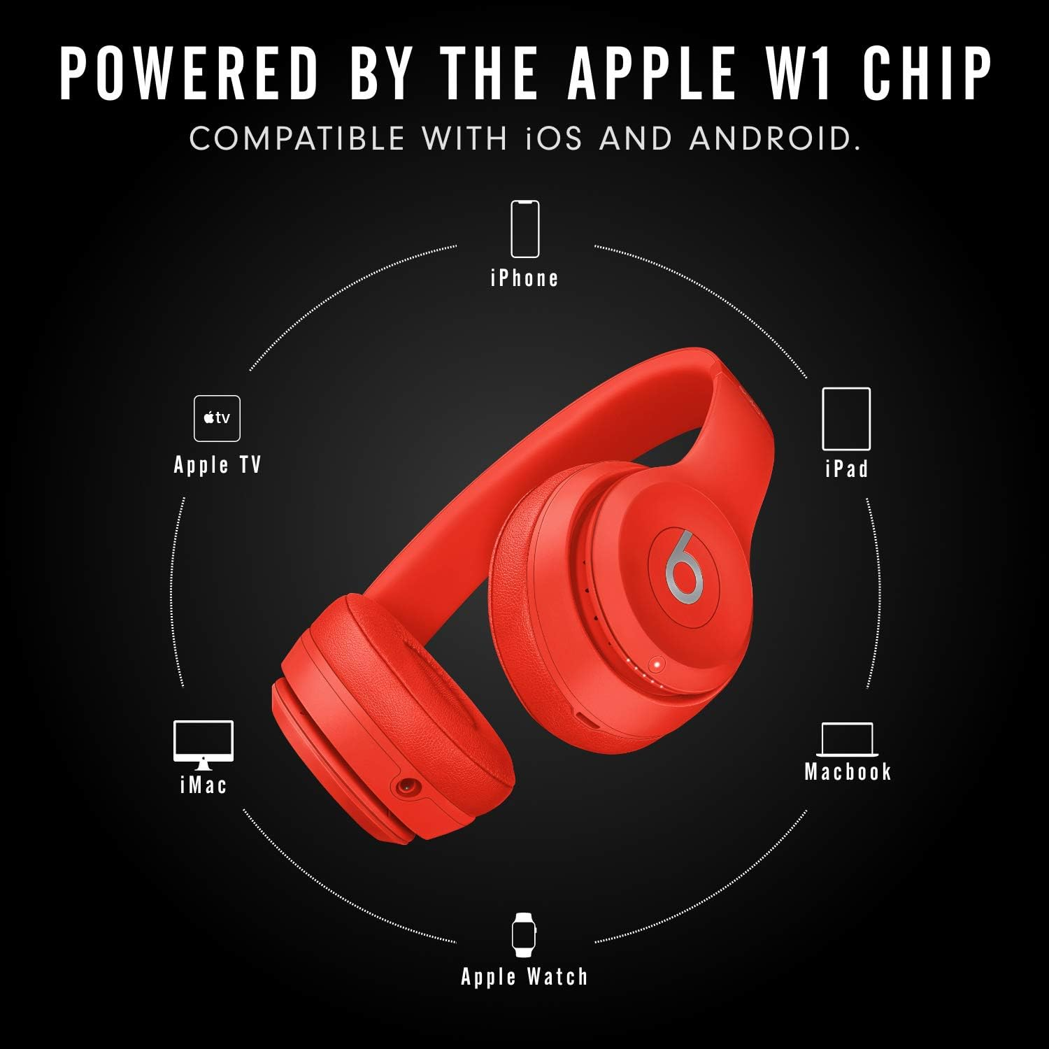 Beats Solo3 Wireless On-Ear Headphones - Apple W1 Headphone Chip, Class 1 Bluetooth, 40 Hours of Listening Time - Red (Latest Model) image number 3