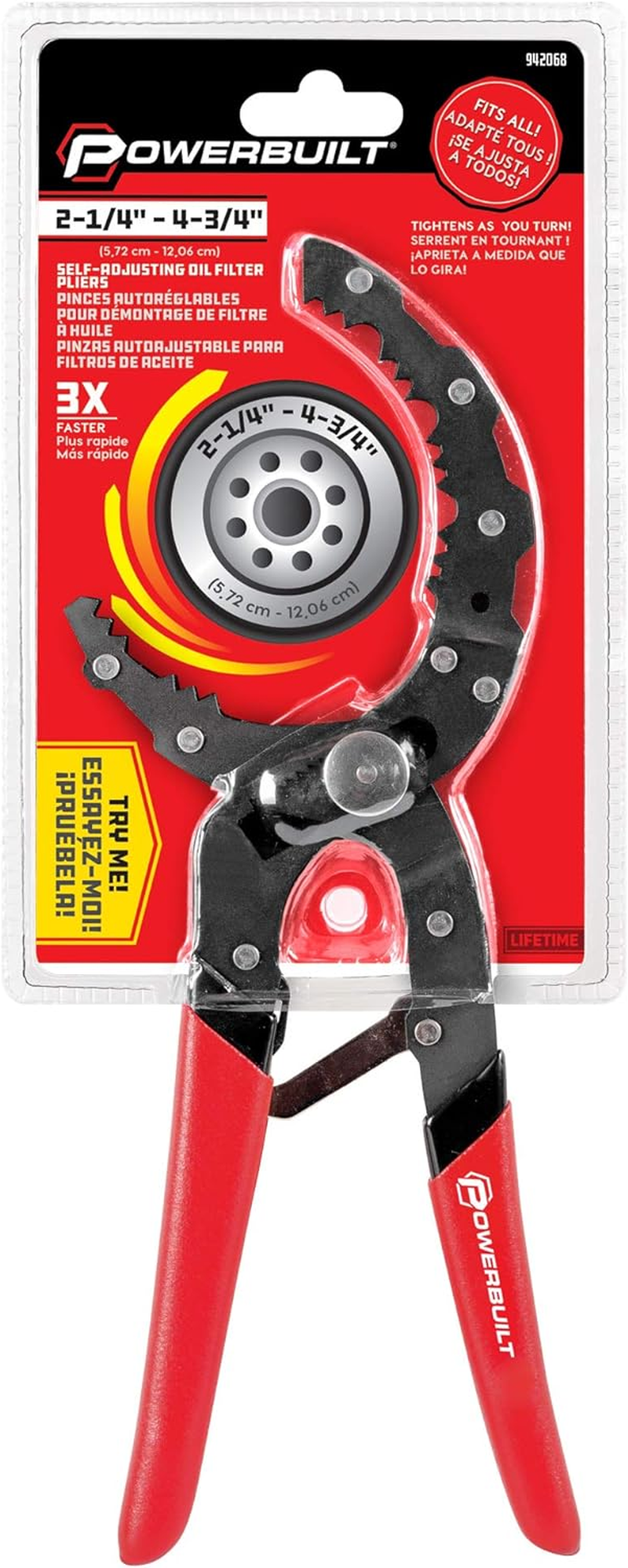 Powerbuilt 942068 Self-Adjusting Oil Filter Pliers, Red image number 4