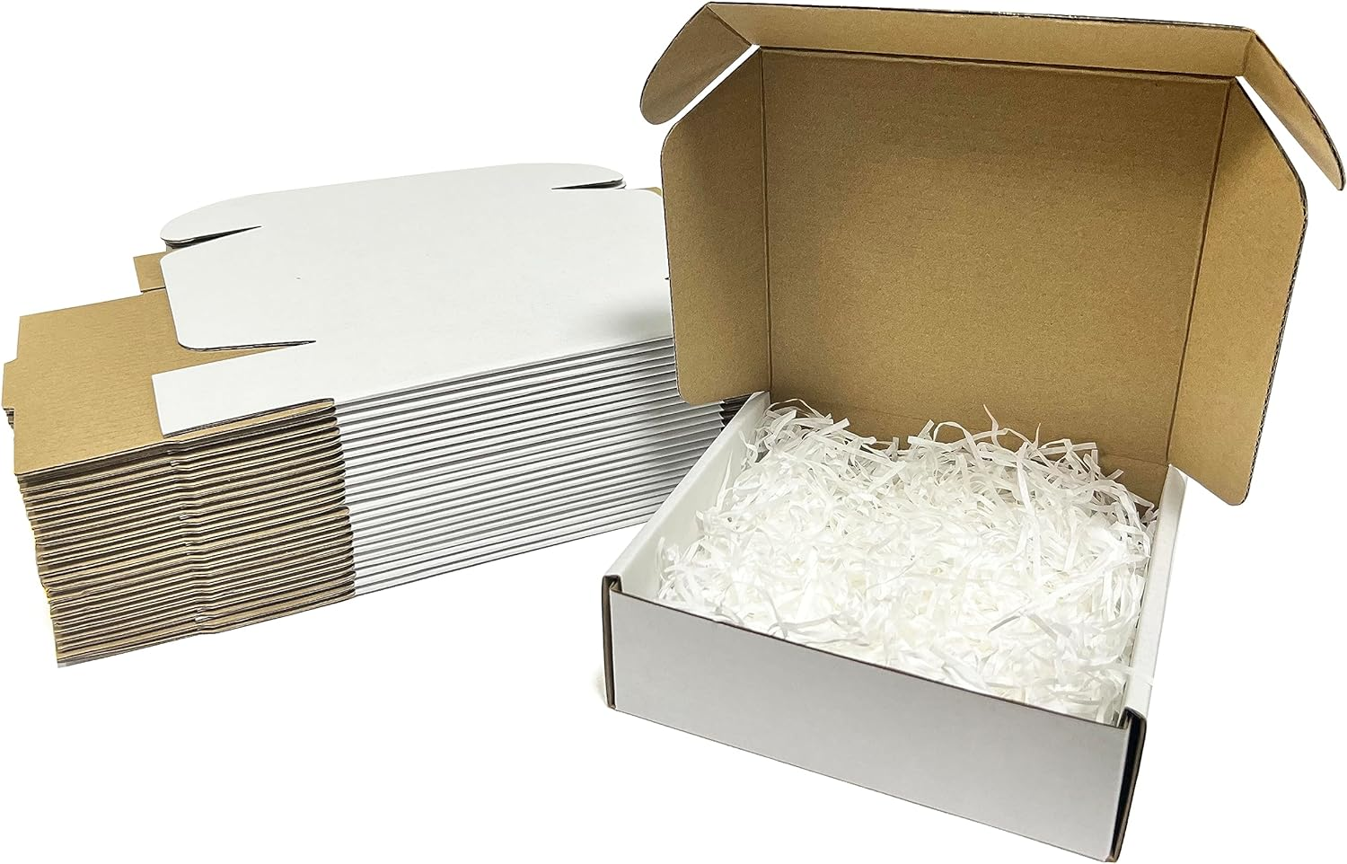 25 Packs Small Shipping Boxes 15X15X5 Cm for Small Business Box Mailers, White Corrugated Packaging Boxes Sturdy Mailing Boxes and Shipping for Jewelry, Gifts, Christmas or Bridal Proposal Boxes