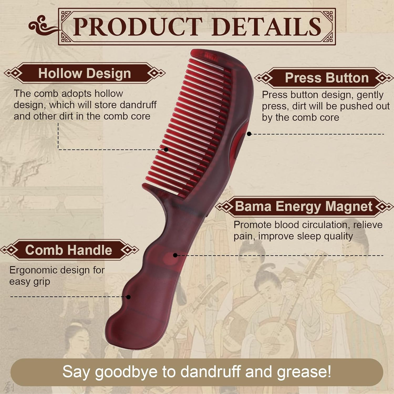 TEAWOO Patented anti Dandruff Comb & Stainless Steel Fine Tooth Comb Kit, Dandruff Remover, Scalp Sweep Detoxing, Massage Dandruff Removal Brush for Scalp Build Up