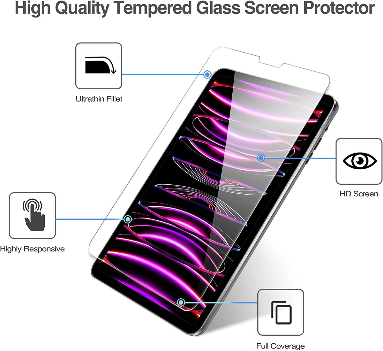 Procase Screen Protector for Ipad 12.9 6Th Gen 2022/ 5Th Gen 2021/ 4Th Gen 2020/ 3Rd Gen 2018, Tempered Glass Screen Film Guard Screen Protector image number 2