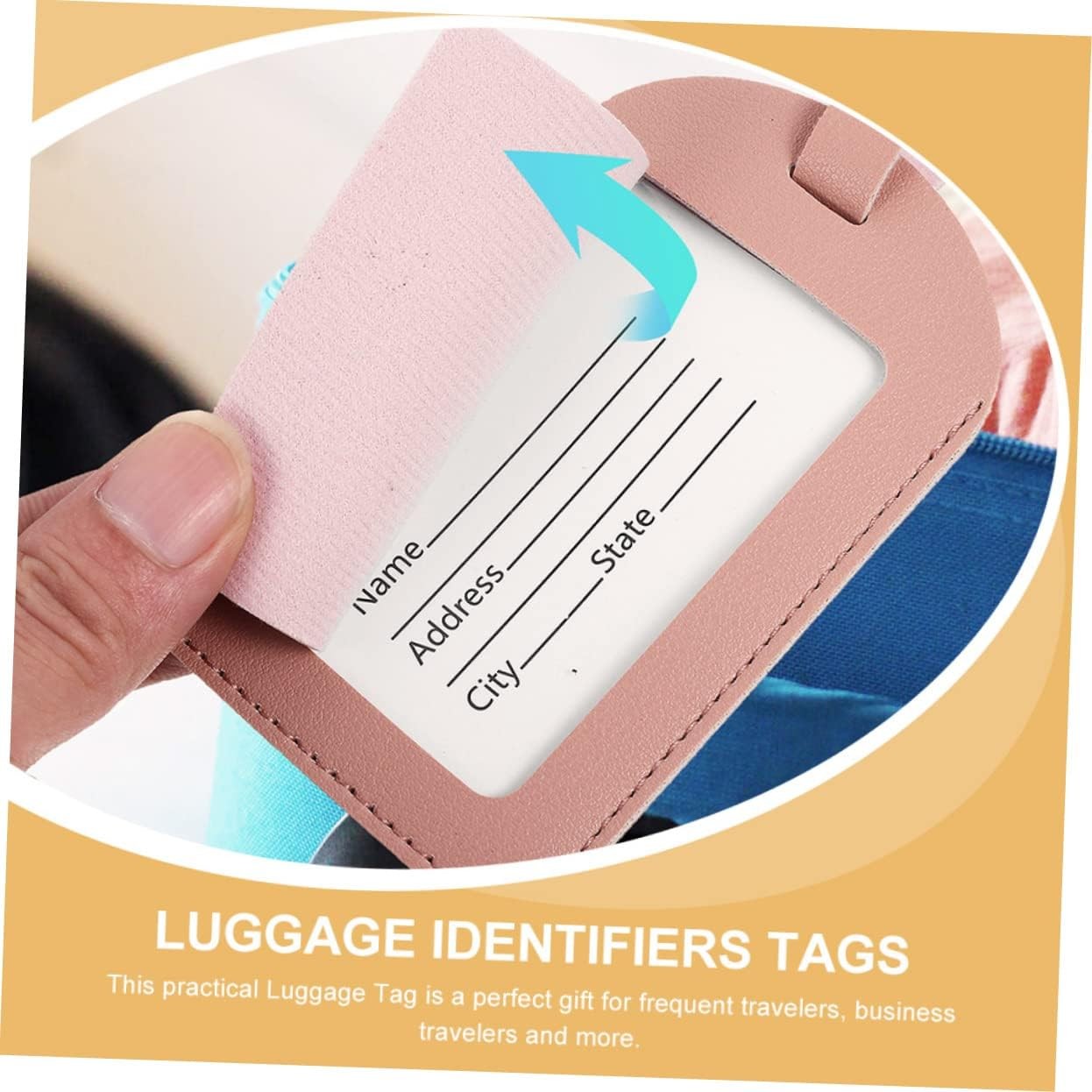 STOBOK 5Pcs Luggage Tags Luggage Identifiers Tags for Travel Durable Pu Leather Suitcase Labels image number 6