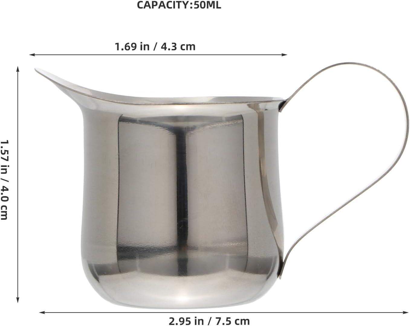 TEHAUX Stainless Steel Milk Pitcher 50Ml Coffee Frothing Cup Sturdy Mocha Creamer Jug for Household Espresso and Latte Art image number 3