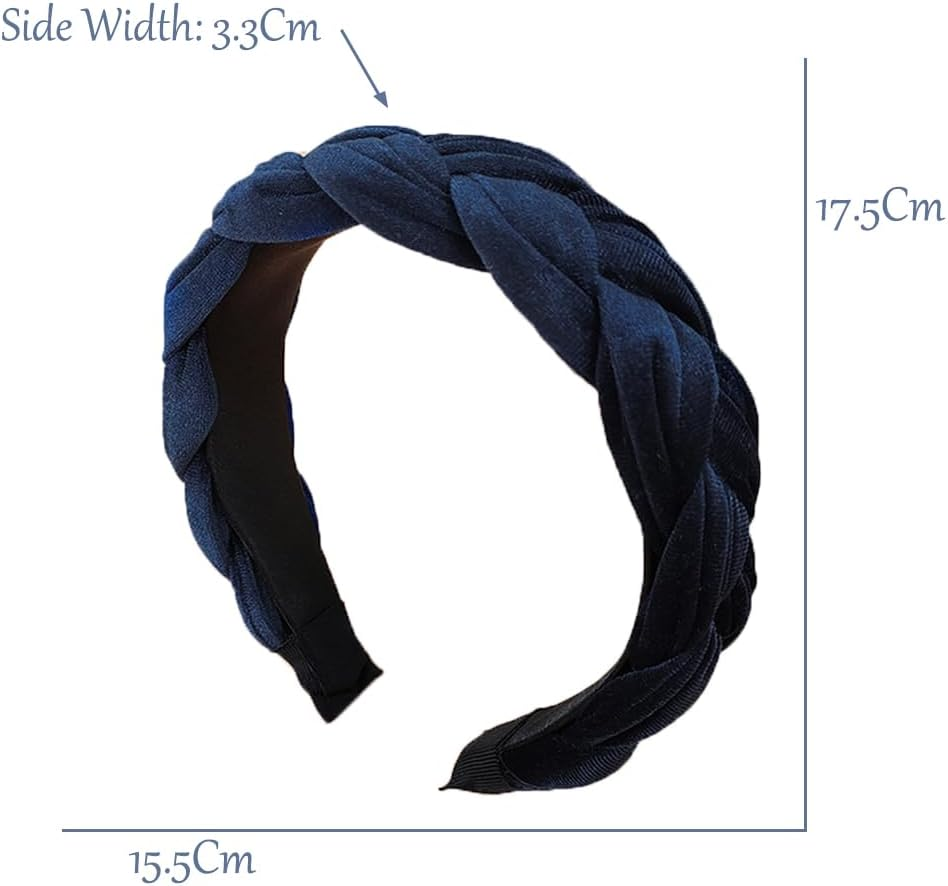 Navy Blue Velvet Headband Braided Headband, Velvet Braided Headbands, Velvet Headbands, Traditional Hair Accessories, for Women and Girls, Ideal for Refined Daily Looks image number 6