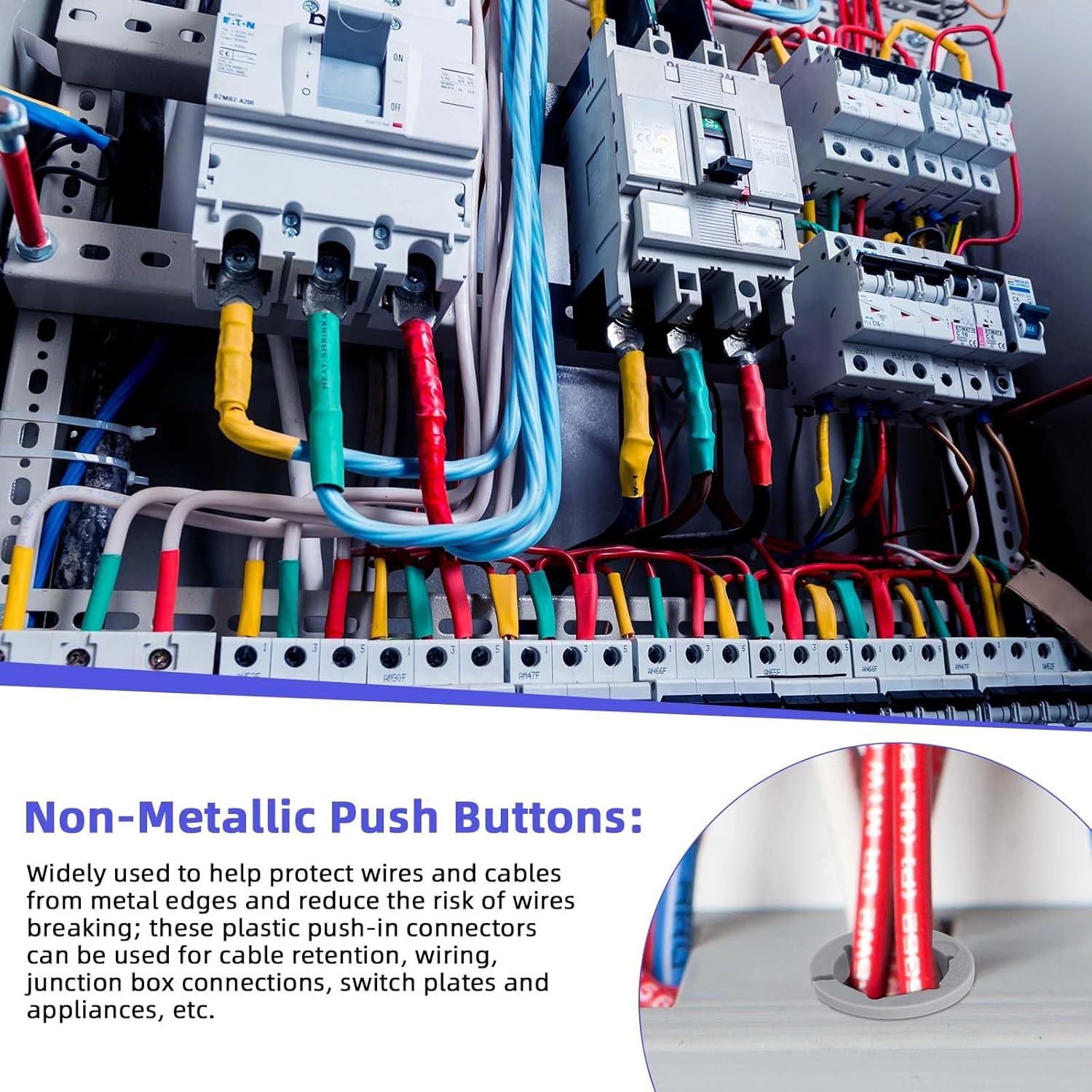 BOXOB 120Pcs Non-Metallic Push-In Cable Connectors, 3/8-1/2 Inch Electrical Box Wire Connectors Practical Conduit Fittings for Junction Box, Fits 1/2 Inch Knockouts (Gray) image number 1
