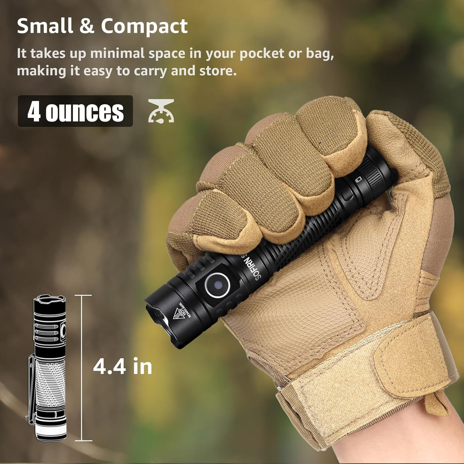 Sofirn SR12 Torch, Small EDC Pocket Flashlights High Lumens, Rechargeable Flashlight for Emergencies, 1300Ft Long Throw Spotlight, IP68 Waterproof Flashlight, Simple UI Compact Lightweight image number 3