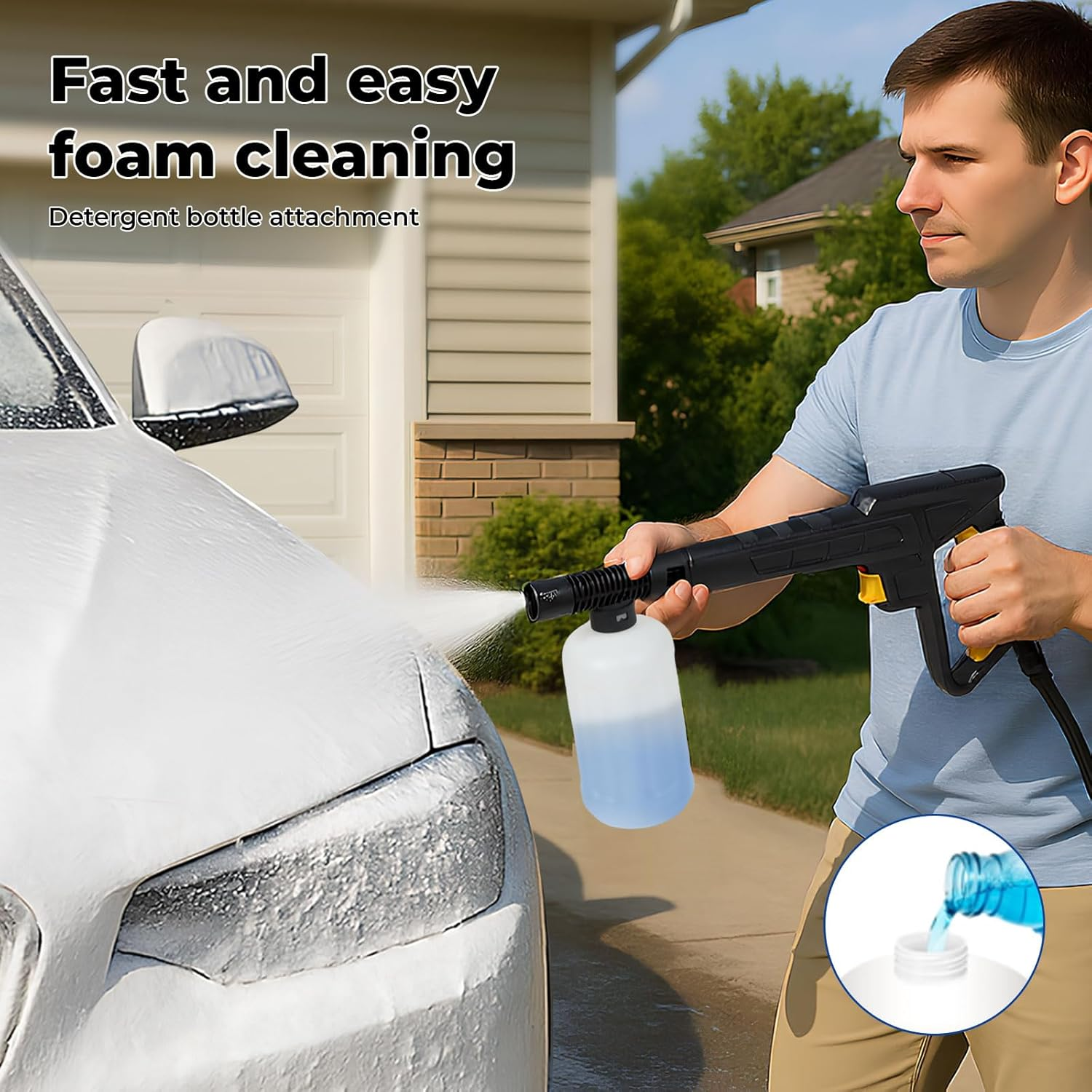 Traderight 1800W Electric Pressure Washer, 135 Bar High Pressure Cleaner with Hose Reel, Adjustable Nozzle & Foam Tank, Jet Blaster for Car, Driveway, Patio & Garden Cleaning image number 3