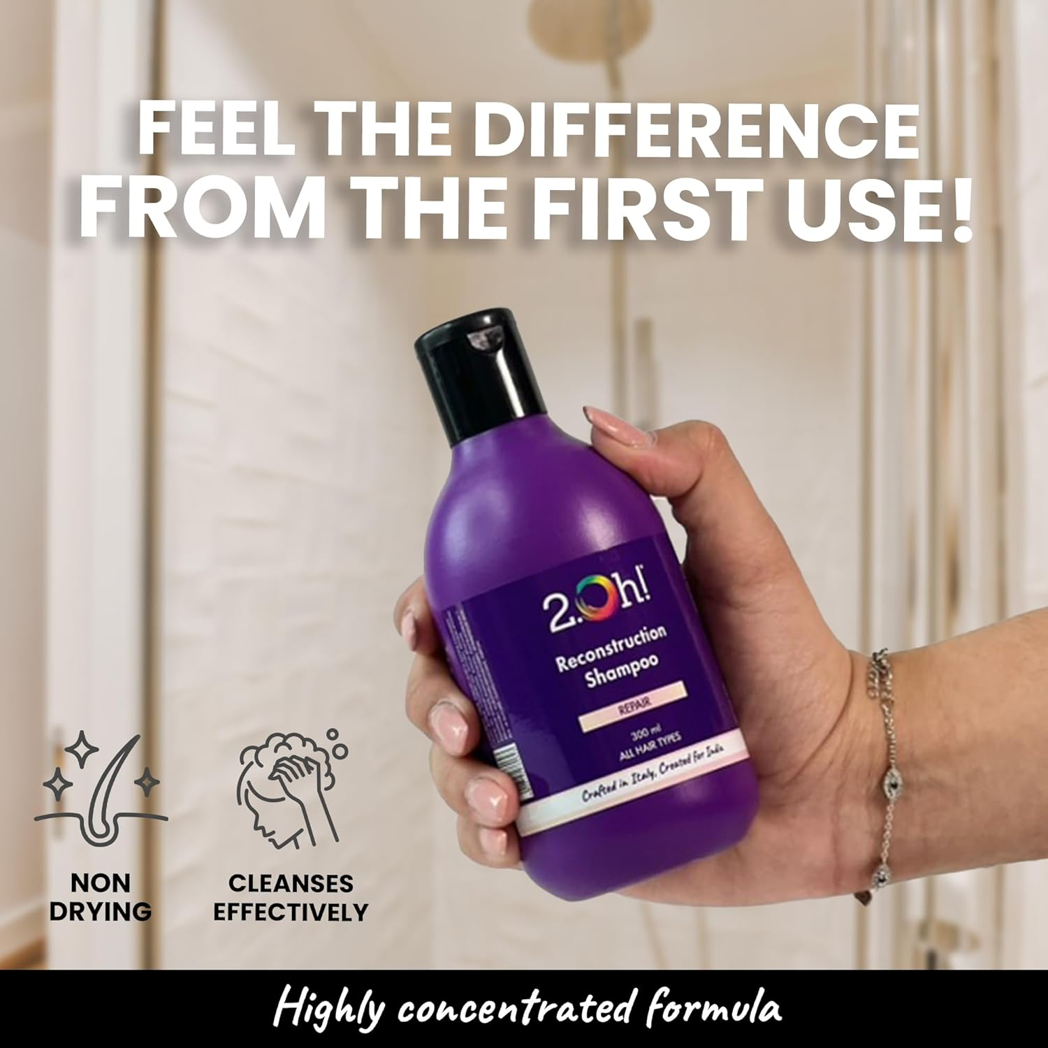 2.Oh! Italian Reconstruction Shampoo for Dry Hair | Tri-Surfactant Repair Shampoo for Frizzy Hair | Dry Hair Shampoo for Women | Daily Use Shampoo for Men | Shampoo for Oily Scalp | Argan Oil Glycerin image number 2