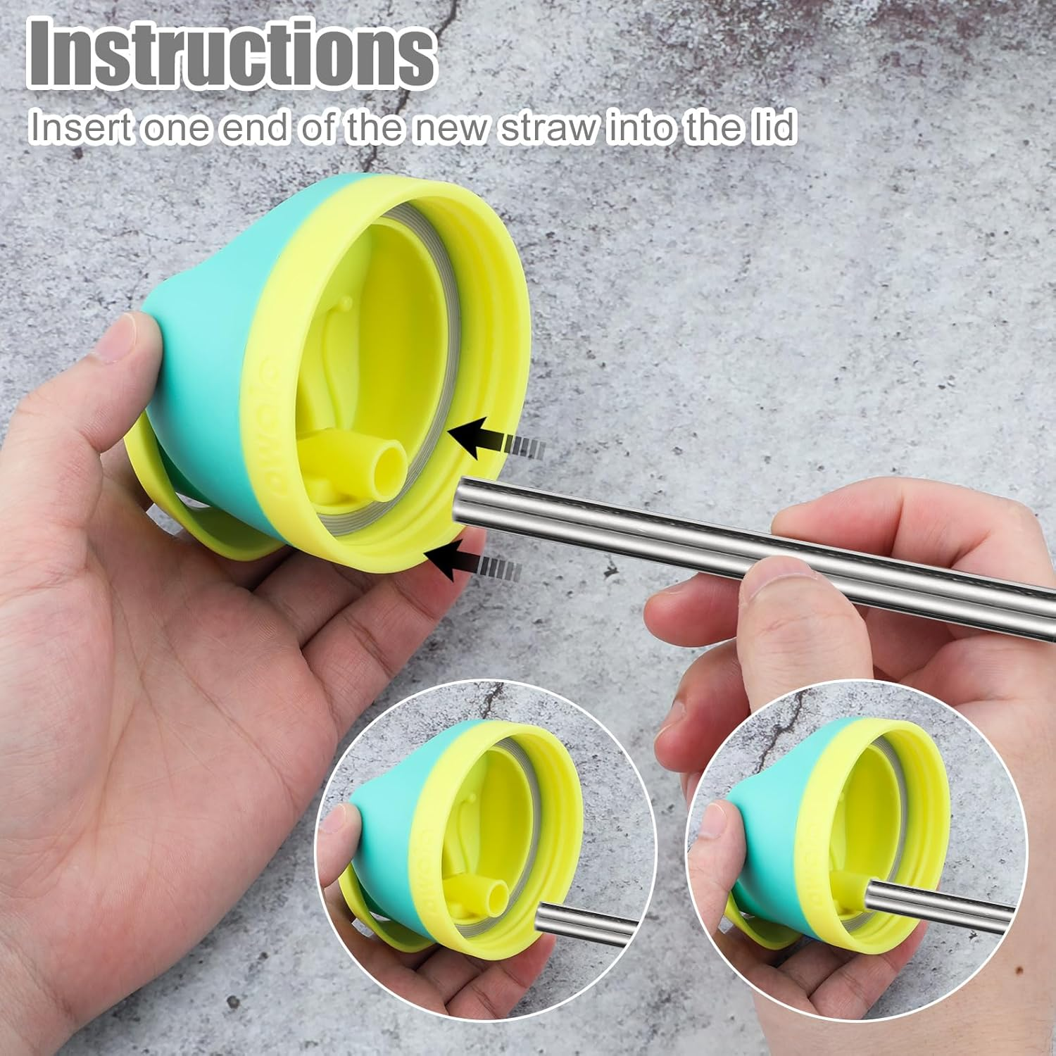 6Pcs Stainless Steel Water Bottle Straws for Owala Water Bottle 24Oz/32Oz, Reusable Straw Replacement with 2Pcs Straw Clean Brushes(Silver) image number 5