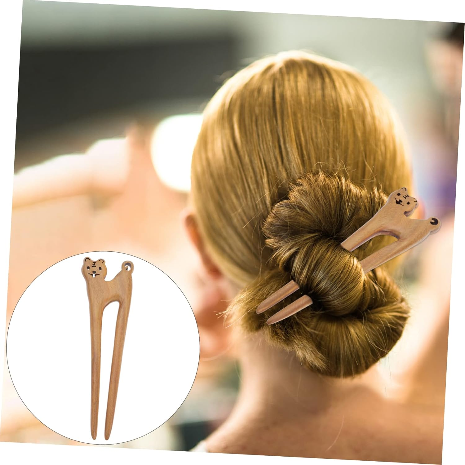 MERRYHAPY Zodiac Tiger Hairpin Curly Hair Stick Sandalwood Hair Fork for Women Bun Fork Stick Women'S Accessories image number 5