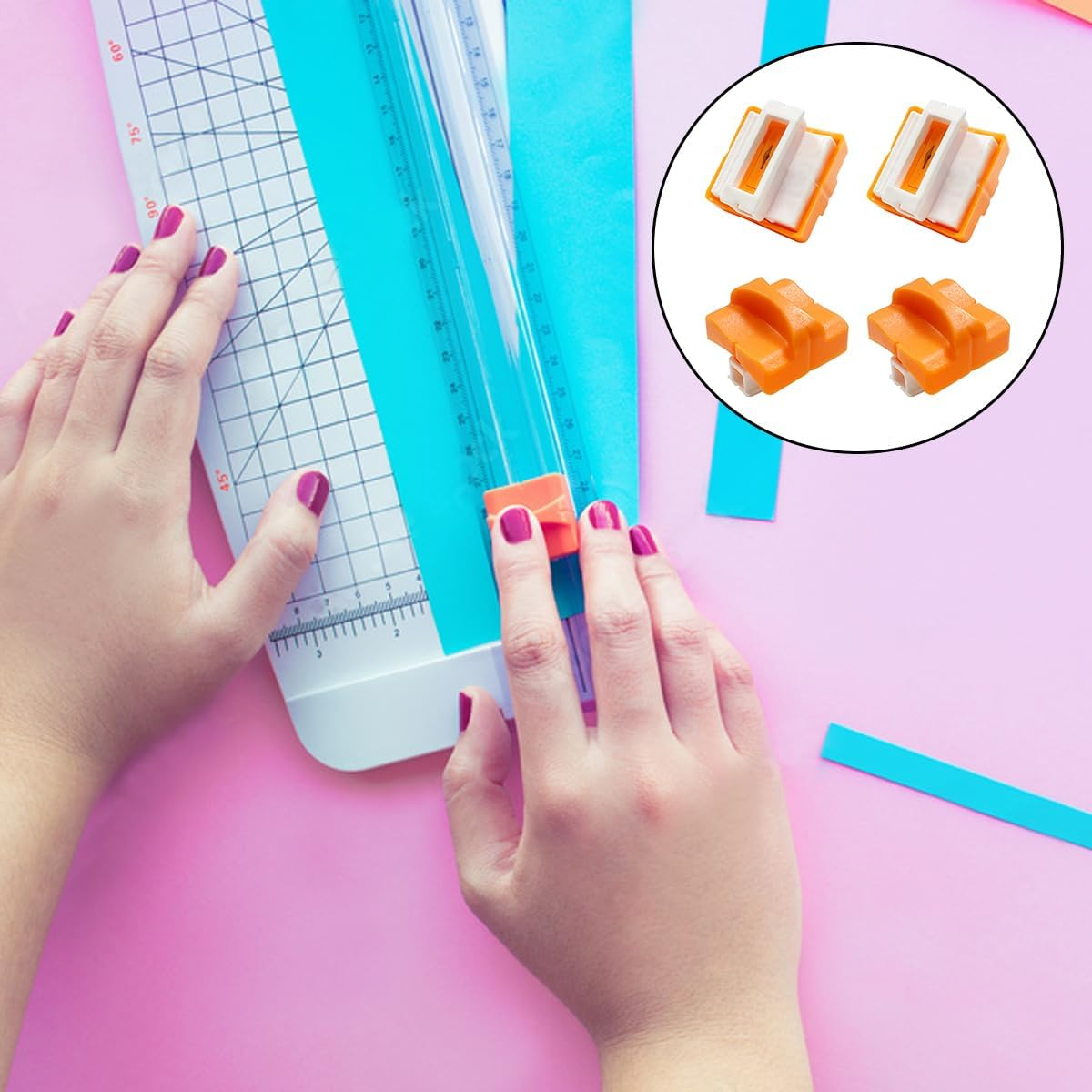 Paper Cutter Replacement Blades, 4 PCS Paper Trimmer Blades for A4 Paper Cutter (Orange) image number 6