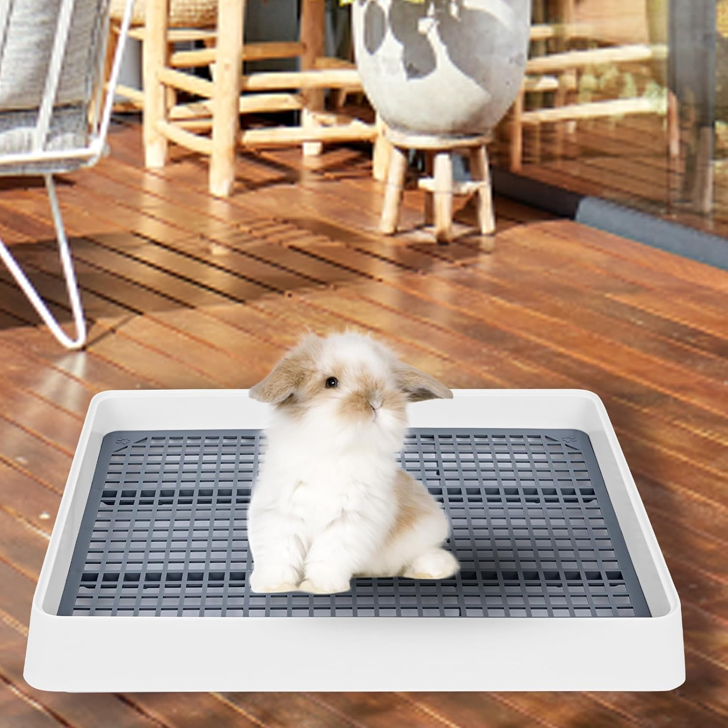 2 Pack Large Rabbit Litter Box with Small Broom and Dustpan Rabbit Litter Pan for Cage Bunny Litter Box Grate Restroom Rabbit Litter Tray Rabbit Toilet - 15 X 12.2 X 2.6 Inches image number 6