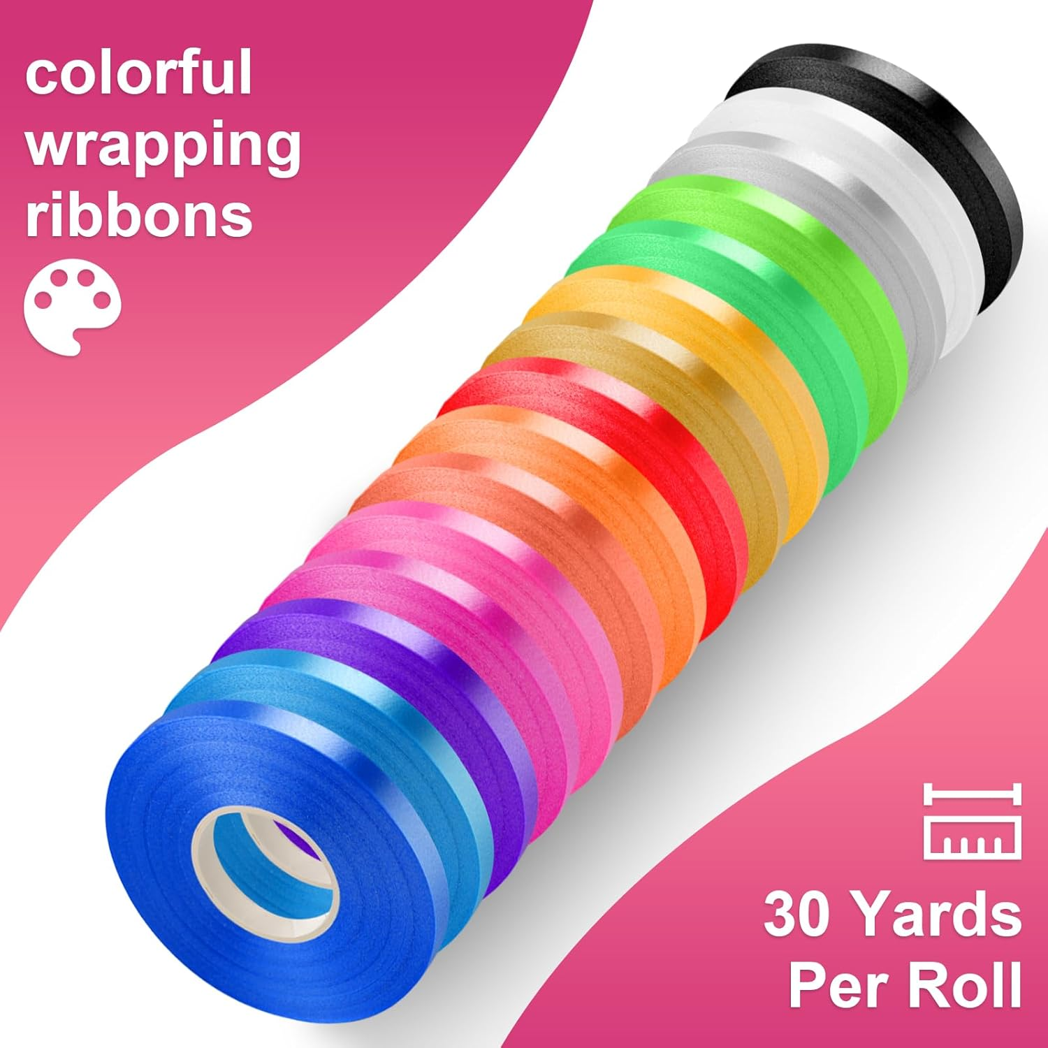 Vivinin 27 Roll Curling Ribbon, 3/16 Inch X 32.8 Yard Balloon String, 15 Colors Ribbons for Crafts, Balloon String Ribbon for Party, Festival, Florist Flower