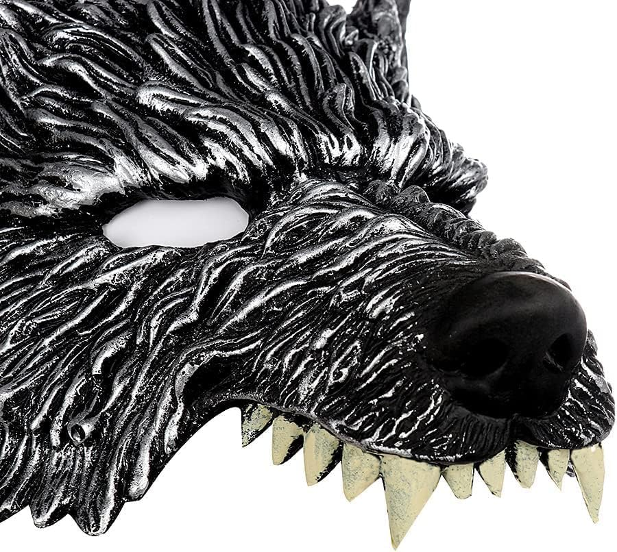 Wolf Mask and Tail Glove Set, Scary Half Face Werewolf Mask Animal Masquerade Mask for Men Halloween Cosplay Costume - 1Pc image number 6