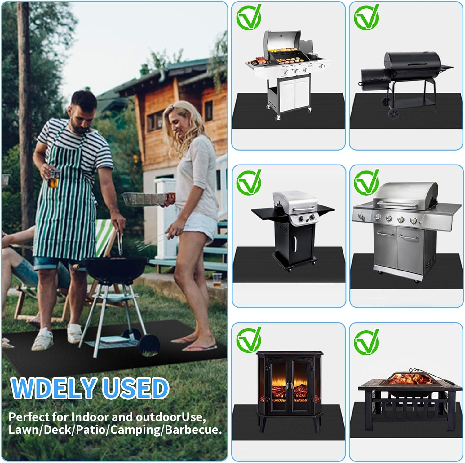 Non-Stick Grilling Mat for Outdoor Grill, Waterproof BBQ Grill Mat, Large Barbecue Insulation Mat, Easy to Clean BBQ Baking Pad, Flame-Retardant Mat for Gas Grill Charcoal Electric Grill (39X72 INCH) image number 3