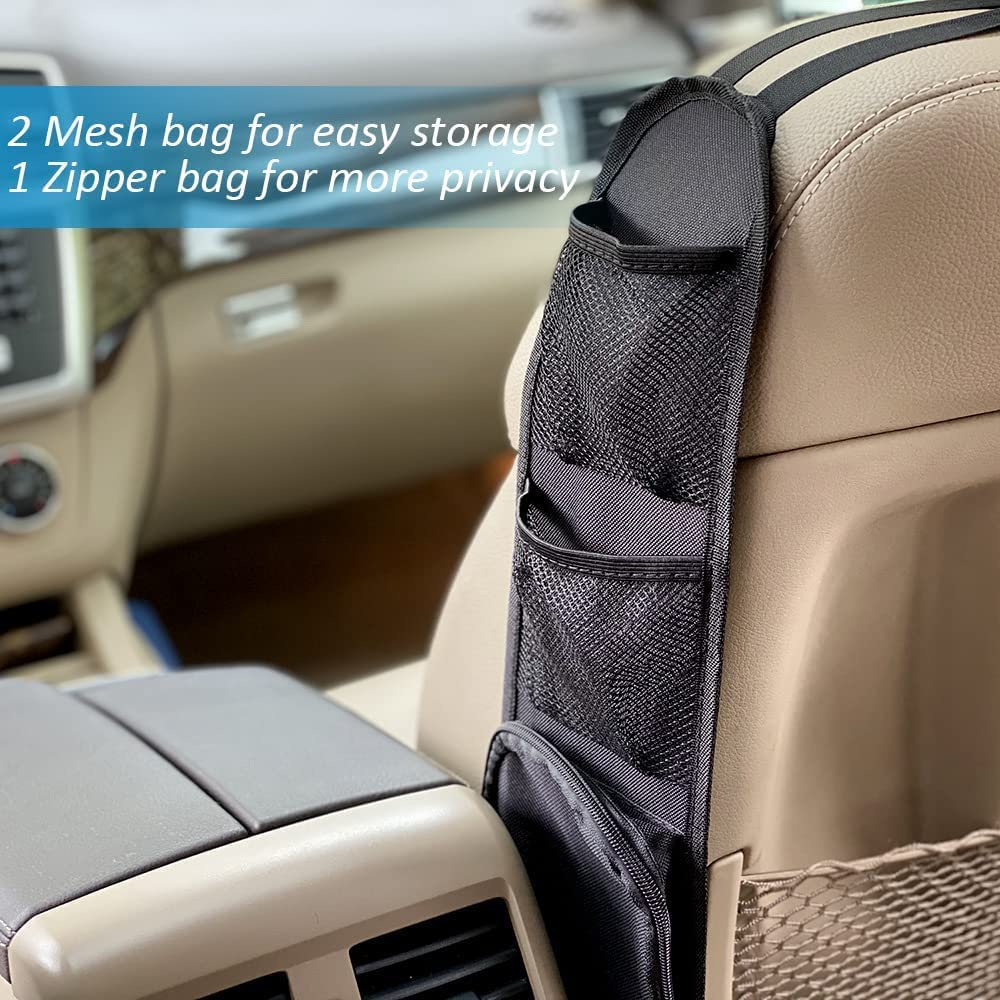 Car Seat Side Organizer, Car Organisers, QCSJHJX Auto Seat Storage Hanging Bag, Front Seat Mesh Hanging Bag for Auto Small Items, Pocket for Cars, SUV, Truck All Vehicles image number 3