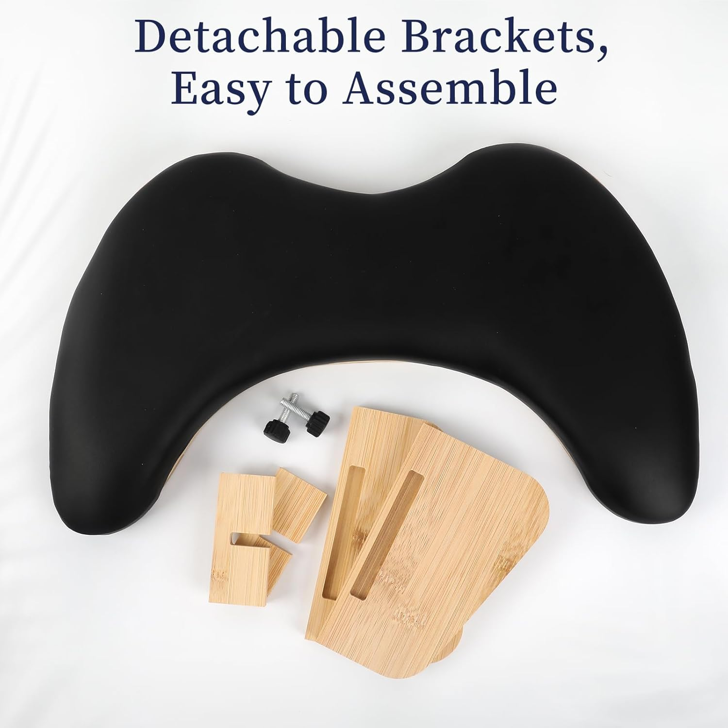 ANGNYA Nail Arm Rest with Detachable Brackets, U-Shaped Arm Rest for Nails Tech Microfiber PU Leather Manicure Hand Rest Pillow for Nail Tech Must Haves Manicure Tools (Black) image number 1