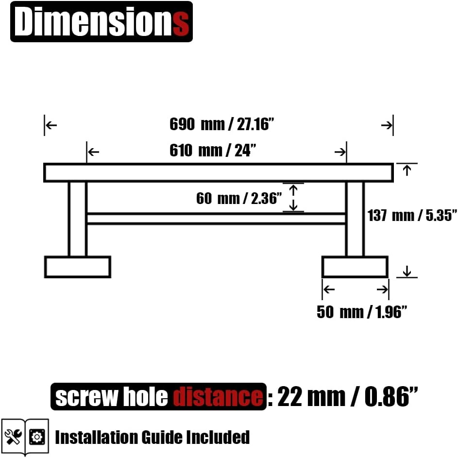 JQK Double Towel Bar, 24 Inch Brass Gold Bath Towel Rack for Bathroom, 304 Stainless Steel Thicken 0.8Mm Towel Holder Wall Mount Brushed Gold, Total Length 27.16 Inch, TB100L24-BG image number 6