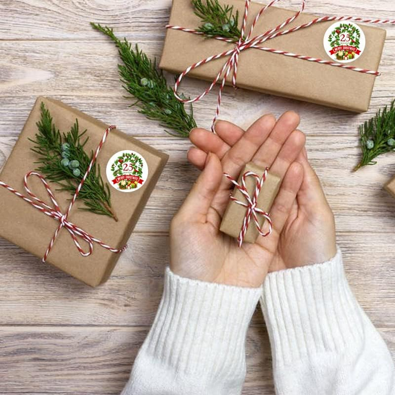 500 PCS Merry Christmas Labels, 1.5&rdquo; Envelope Seal Stickers, Card Gift Envelope Boxes, Xmas Stickers Rolls for Party Supplies image number 1