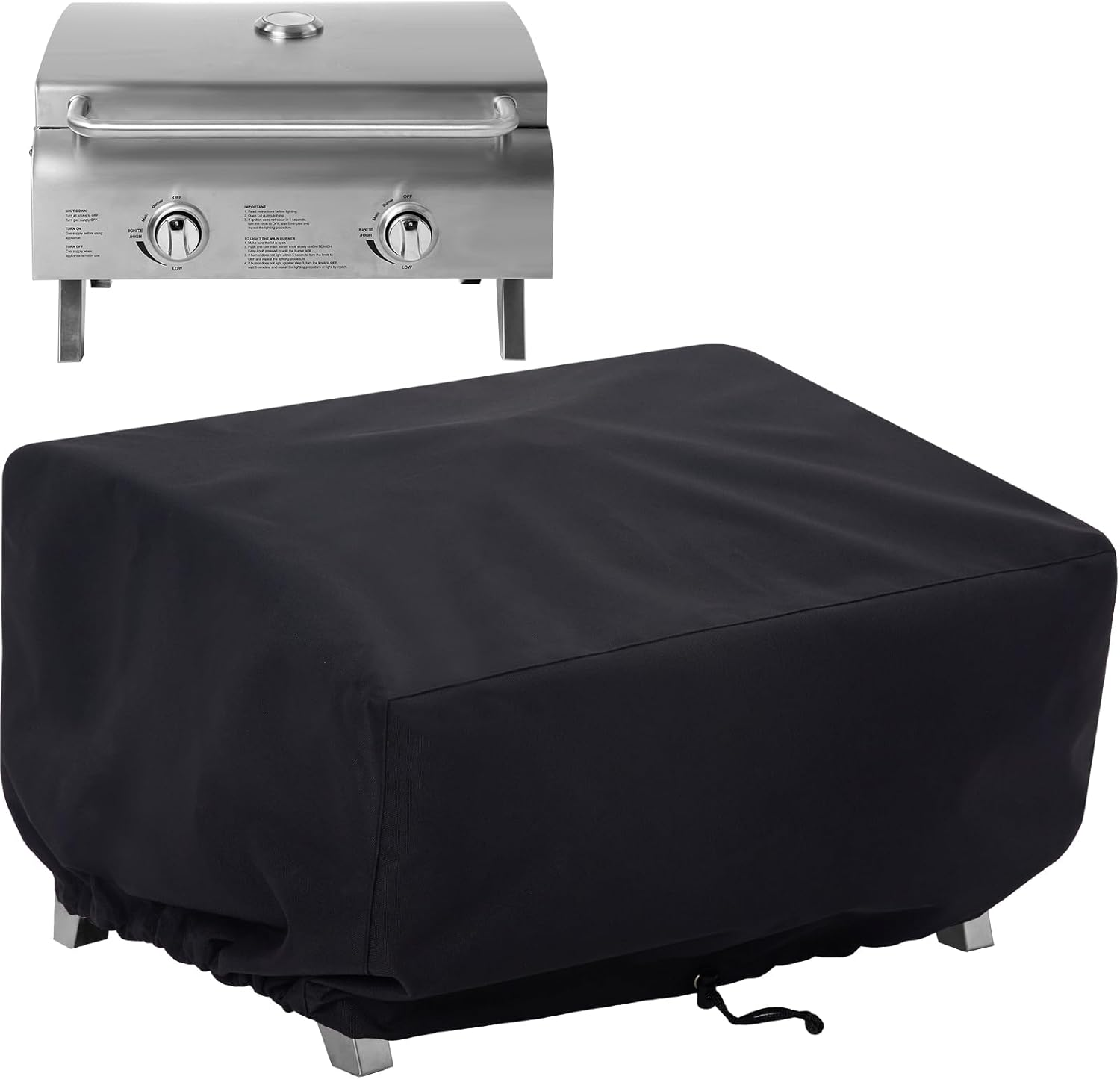 NOELIFE 24 Inch Grill Cover for Royal Gourmet 24" Griddle, Cuisinart CGG-306, Ninja OG751, Pit Boss 75275 & PB336GS and Most 2-Burner Portable Grills image number 5