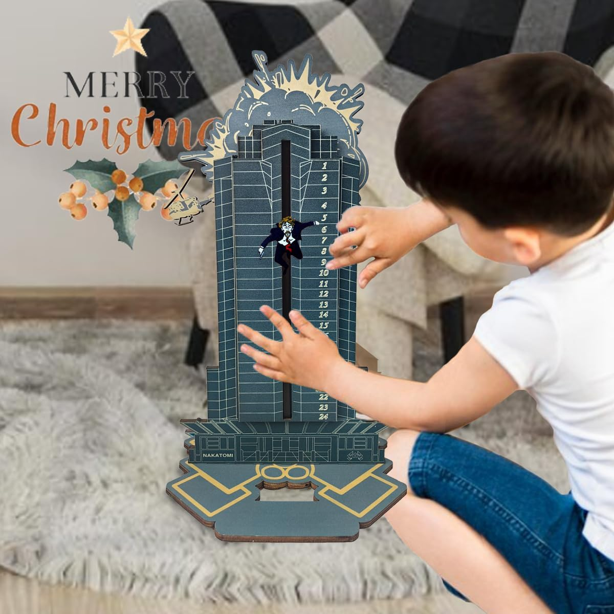 Die Hard Advent Calendar, Christmas Countdown Calendar, Magnetic Wooden 24 Days of Christmas Advent Calendar for Kids Christmas Advent Gifts Home Table Party Decorations (Blue Die Hard Advent Calendar - Blue Die Hard Advent Calendar 2024 image number 2