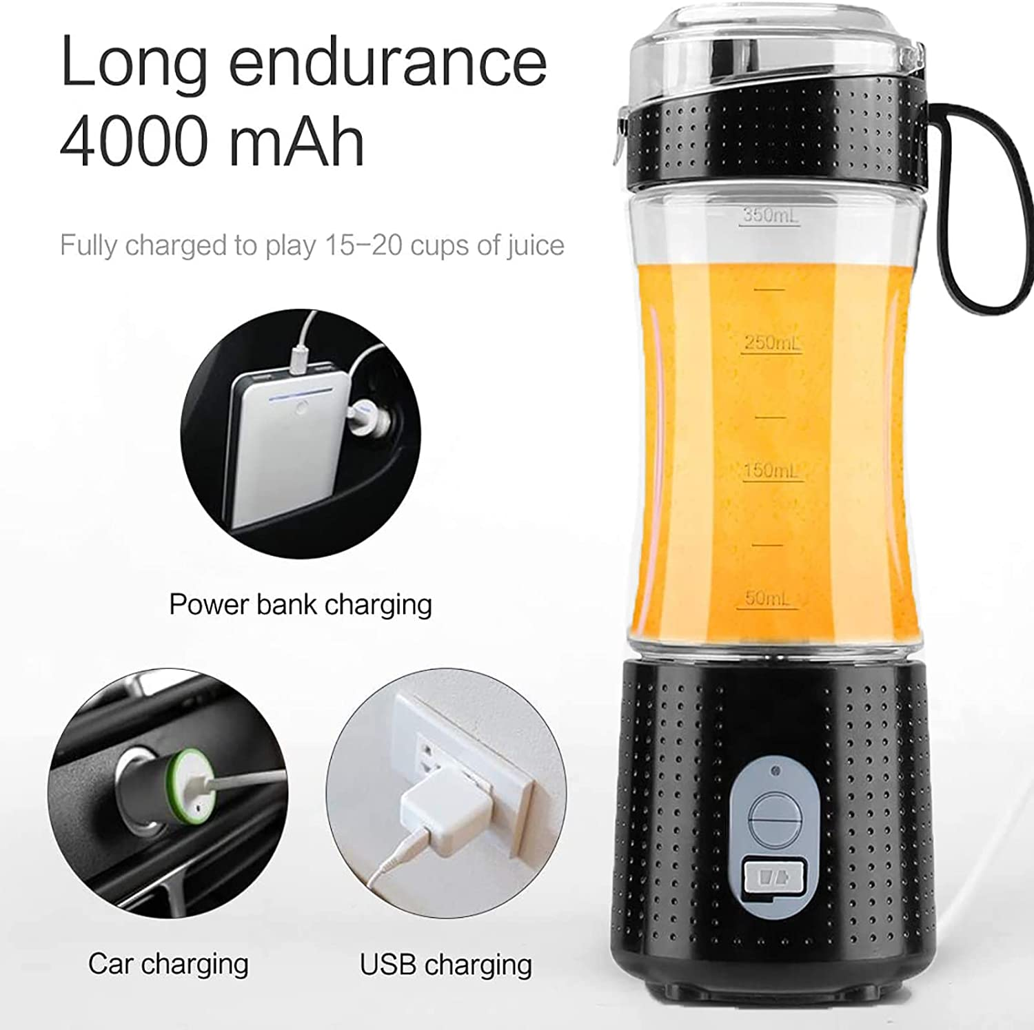 Portable Blender for Smoothies and Shakes, USB-C Rechargeable, 6 Stainless Steel Blades, 13Oz, Bpa-Free Fruit Protein Cup for Outdoor Travel Family and Sports Bottles (13Oz/400Ml) image number 2