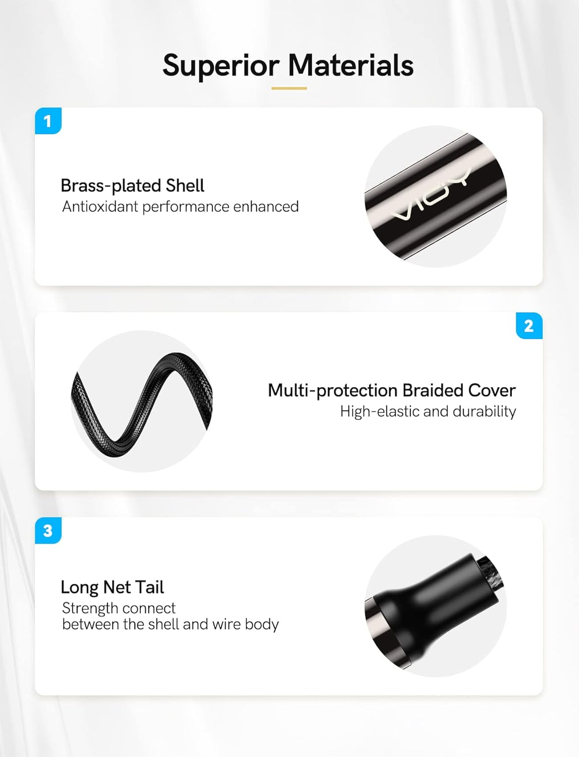 VIOY Coaxial Digital Audio Cable (6.6FT), [Gold-Plated & Braided] Subwoofer Cable RCA Male to Male Hifi 5.1 SPDIF Stereo Audio Cable for Home Theater, HDTV, Amplifier Speaker Soundbar image number 1