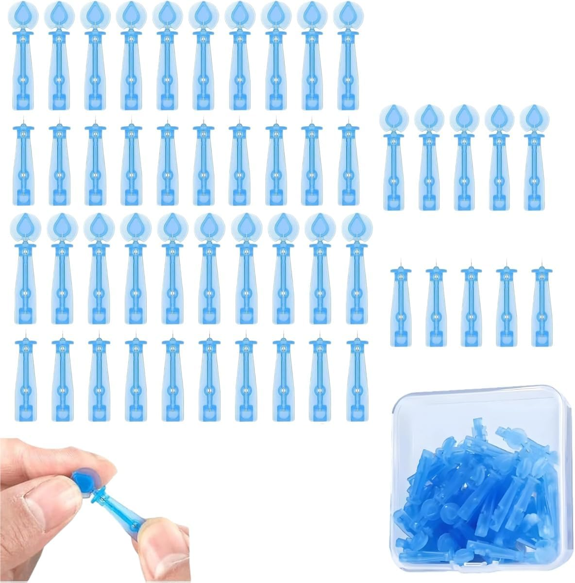 Hpessoterr 50 Pcs Acne Pimple Needles,Sterile Needles for Pimples, Suitable for Acne, Blackhead and Acne Removal, Clean Skin, Pimple Popper Set for Salon and Home Use(Blue） image number 6