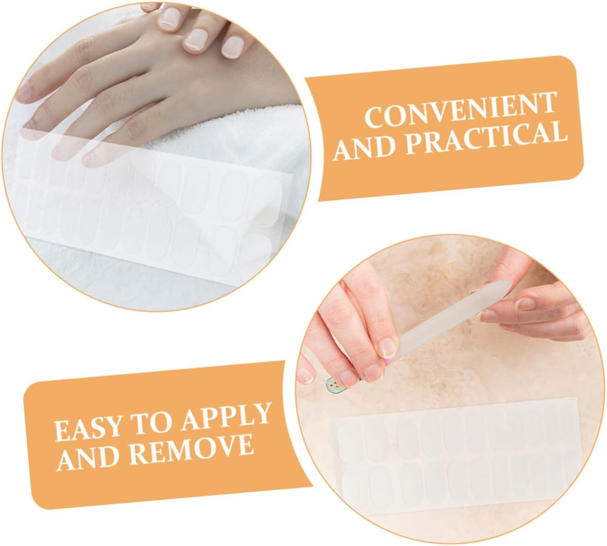 TEHAUX 4 Sheets Nail Adhesive Strips Nail Polish Protector Stickers Instant Manicure Wraps for Women and Cuticle Cover image number 6