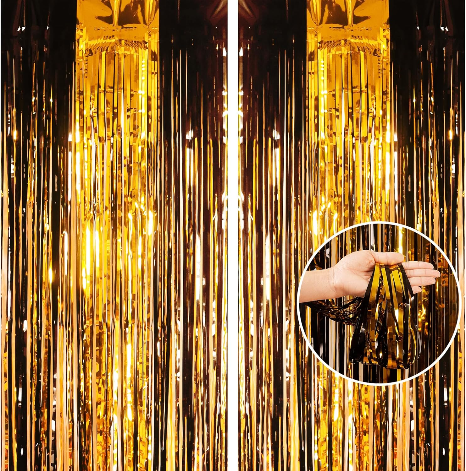 2Pcs 3.2 X 8.3Ft Glitter Red Tinsel Foil Fringe Curtain Door Tinsel Curtain Streamers Party Curtain Photo Banner Decorations for Birthday School Graduation Hen Christmas Party Decorations Red image number 2