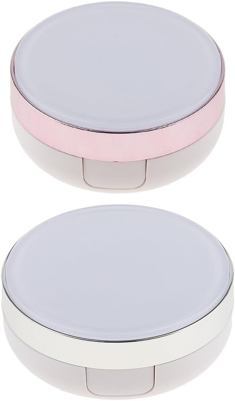 BAOBLADE Empty Luxurious Portable Make-Up Powder Cream Container Air Cushion Puff Case with Powder Puff and Mirror Foundation BB Cream Box Black White Pink Gold Edge - White, as Described image number 1