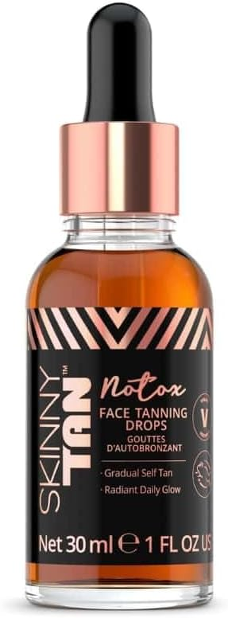 Skinny Tan Face Tan Notox Moisturising Face Tanning Drops - Gradual Fake Tan Face Serum with Vegan Collagen, Cruelty-Free, Paraben Free & Vegan Skincare - Dark Self Tan, 30Ml image number 4