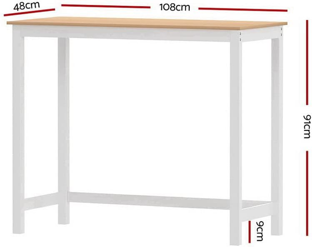Artiss Bar Table Ari Dining Desk High Solid Wood Kitchen Shelf Wooden White Cafe