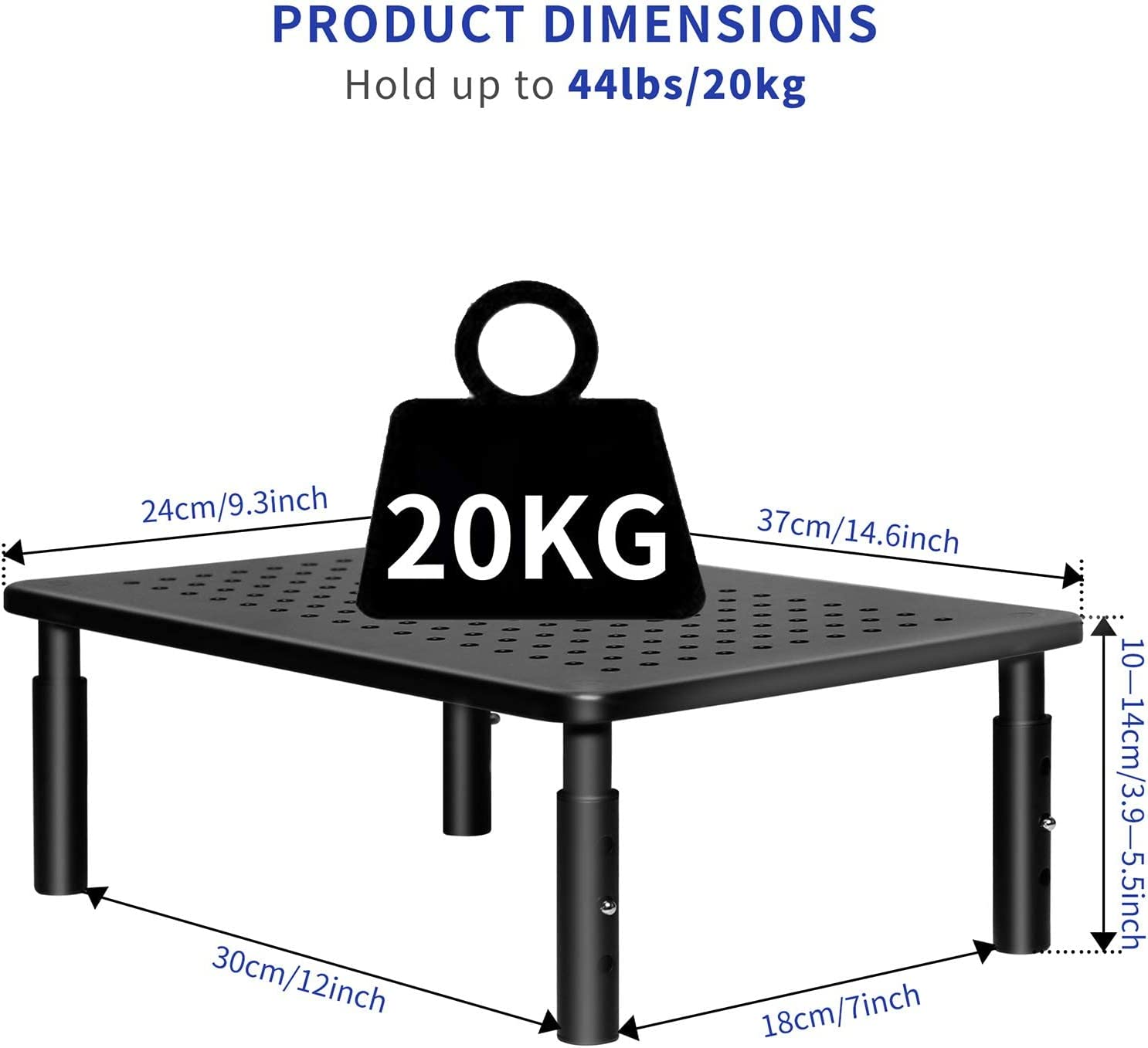ERGOMAKER Monitor Stand - Height Adjustable Ergonomic Monitor Riser with Vented Metal Platform for Computer, Laptop, Imac, PC, Printer image number 5