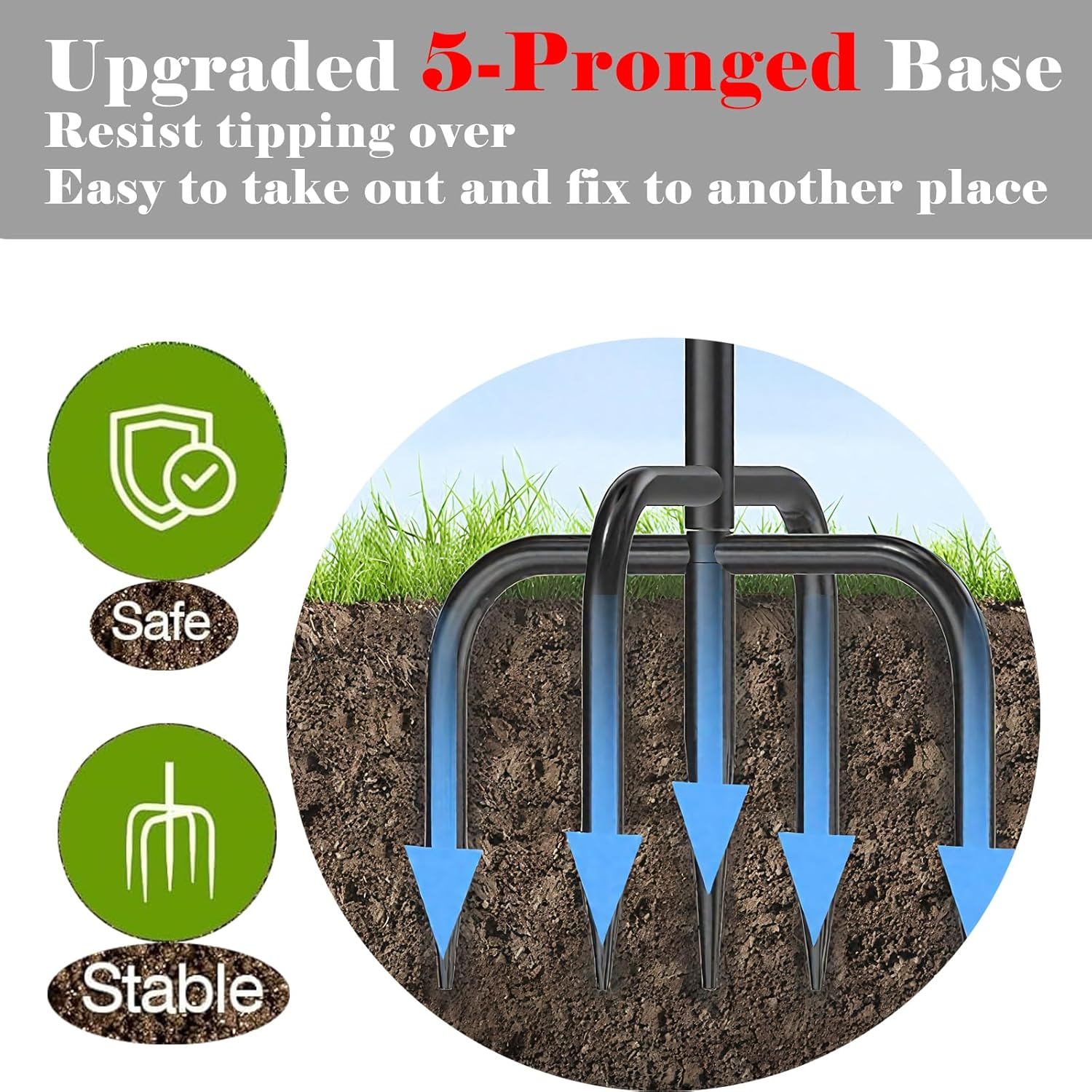 Heavy-Duty Metal Stake Bird Bath: Removable Outdoor Feeder & Spa for Garden, Lawn - Standing Design (Black) image number 4