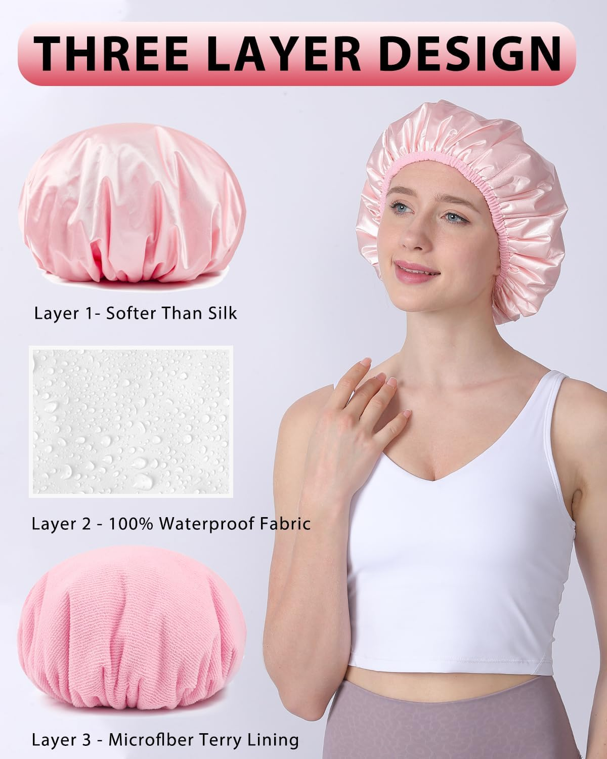 Years Calm Silk Bonnet for Sleeping Women, Double Layer Soft Ajustable Elasticity Band Satin Bonnet for Sleeping Hair - Sleep Shower Caps (T-3) image number 2