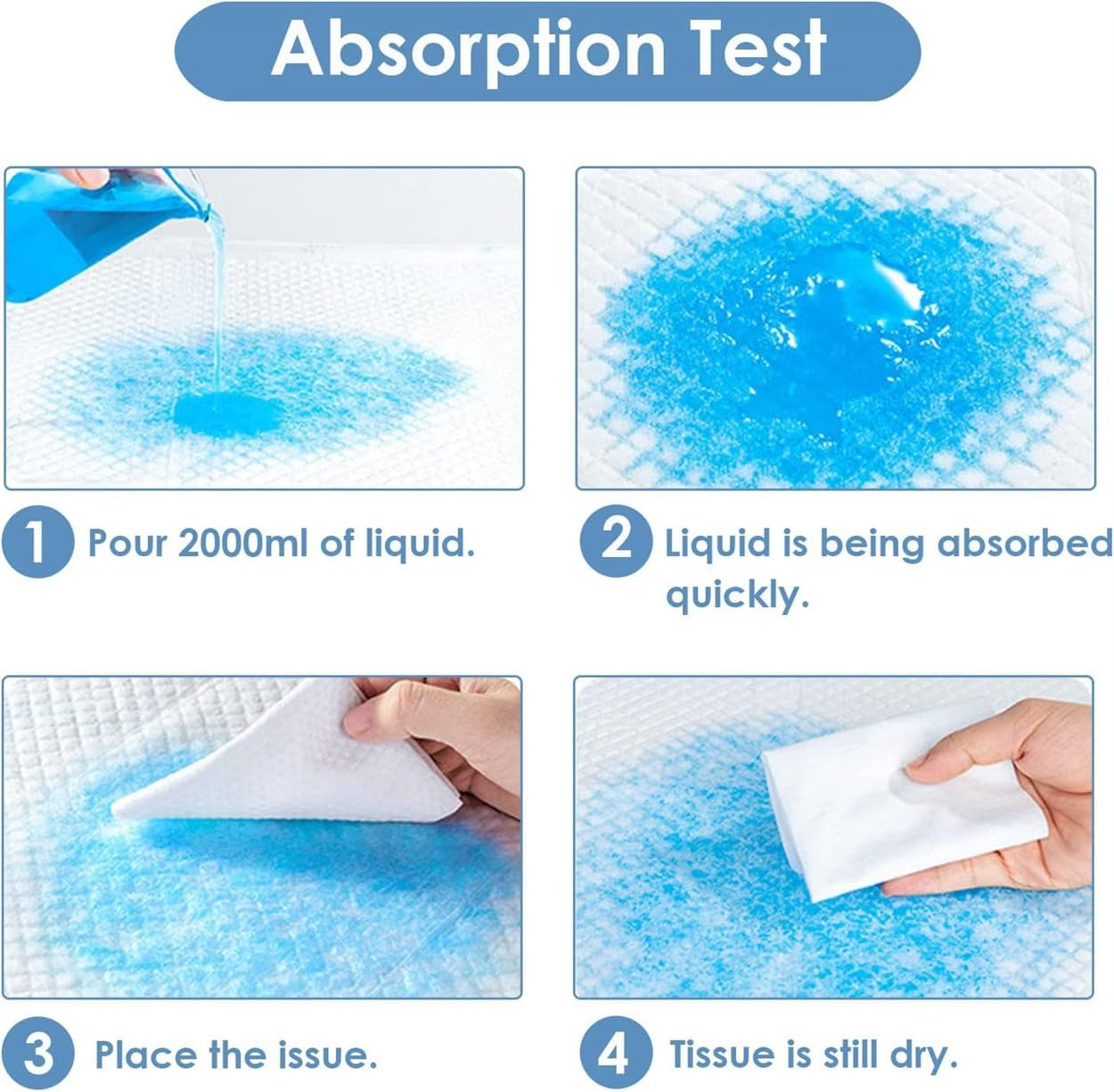 100 Pack Disposable Changing Pads, Leak-Proof Breathable Incontinence Diaper Changing Pad, Disposable Incontinence Bed Pads for Kids, Adults & Elderly, 60Cmx45Cm image number 3