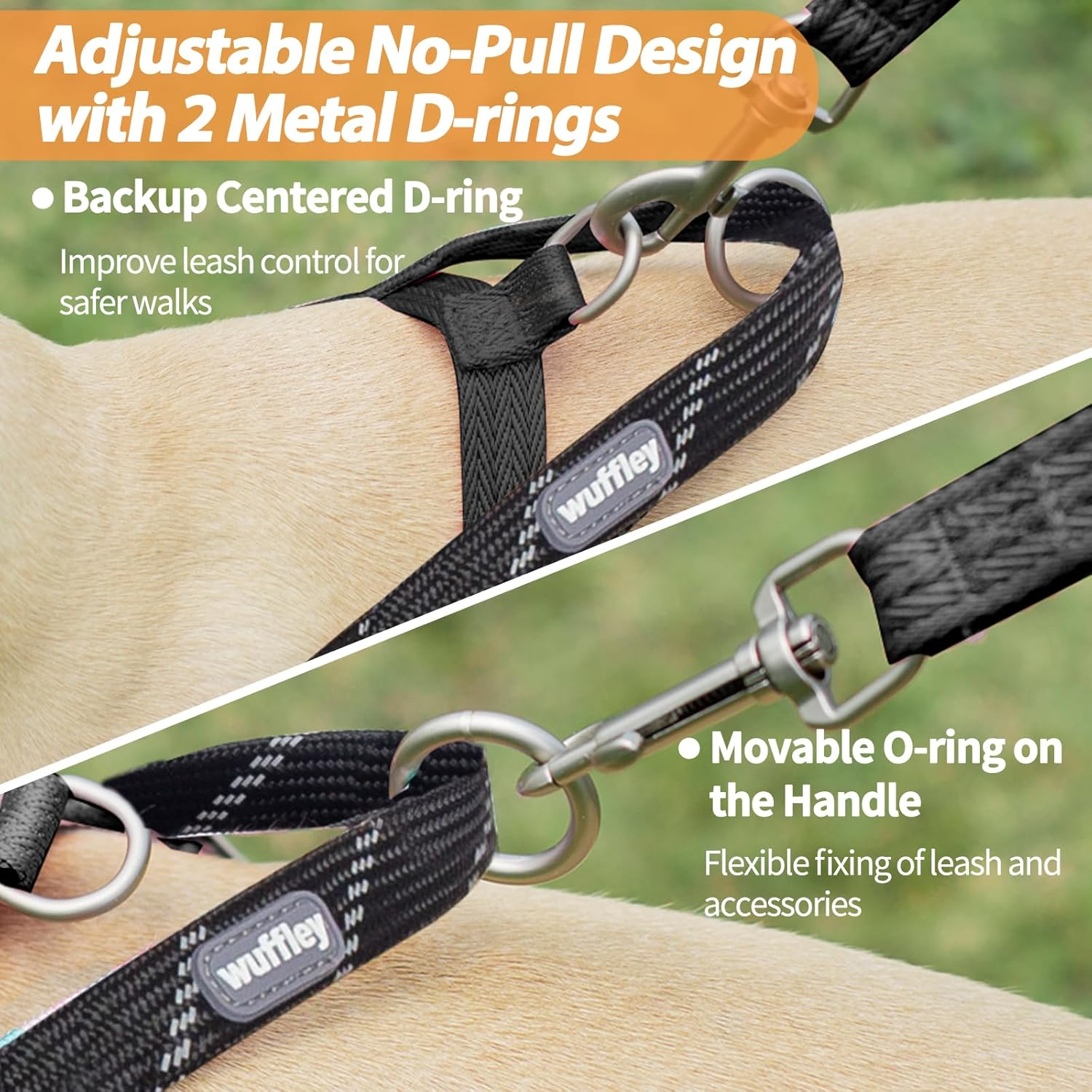 Dog Harness and Lead Set, No Pull Harness for Dogs, anti Pull Harness with Handle and 2 Patches, Reflective Lightweight Pet Harness for Outdoor Training Walking and Running (Black, XS) image number 5