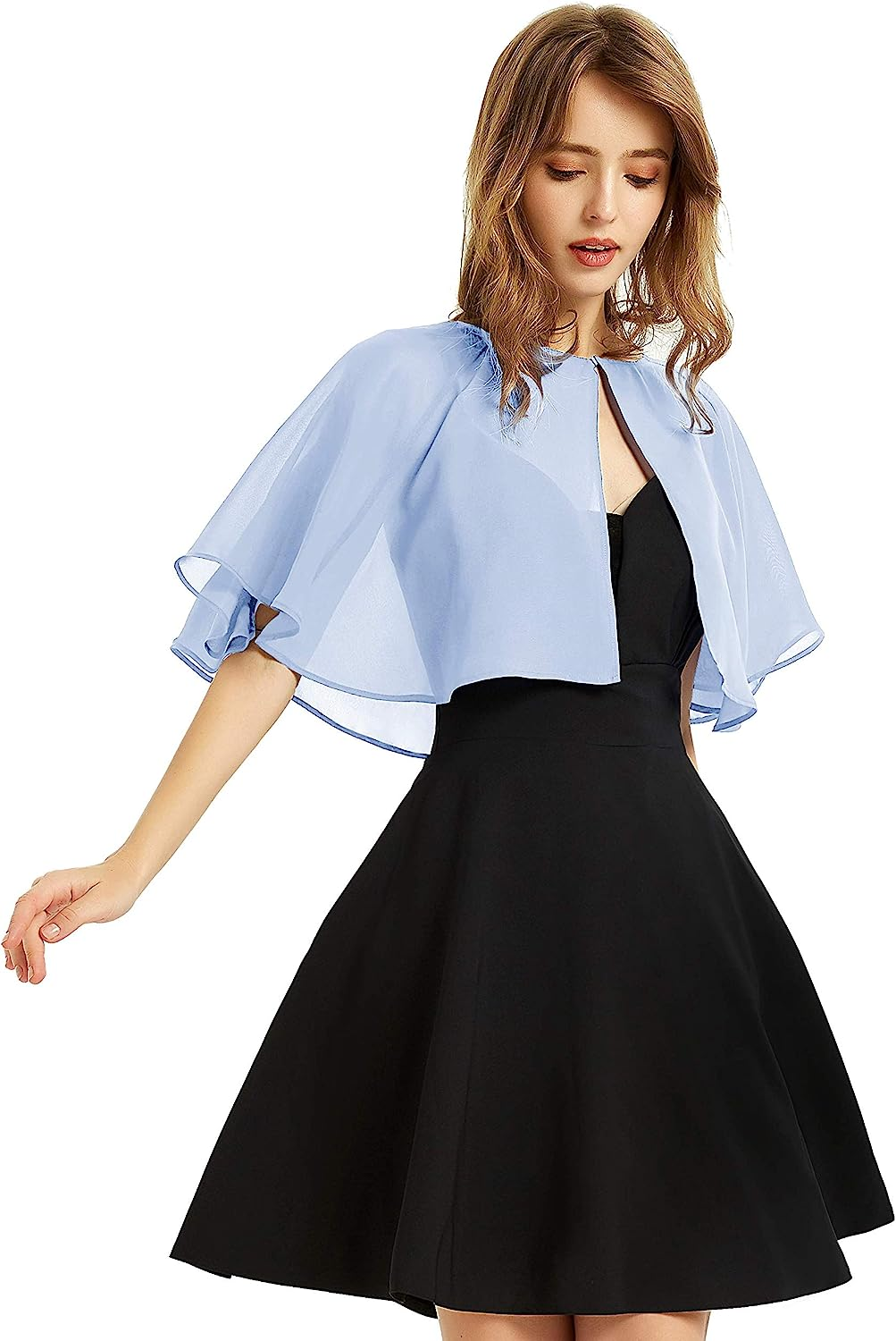 Soft Chiffon Shawl Wraps Shrug for Evening Wedding Women Accessories ( - Black image number 7