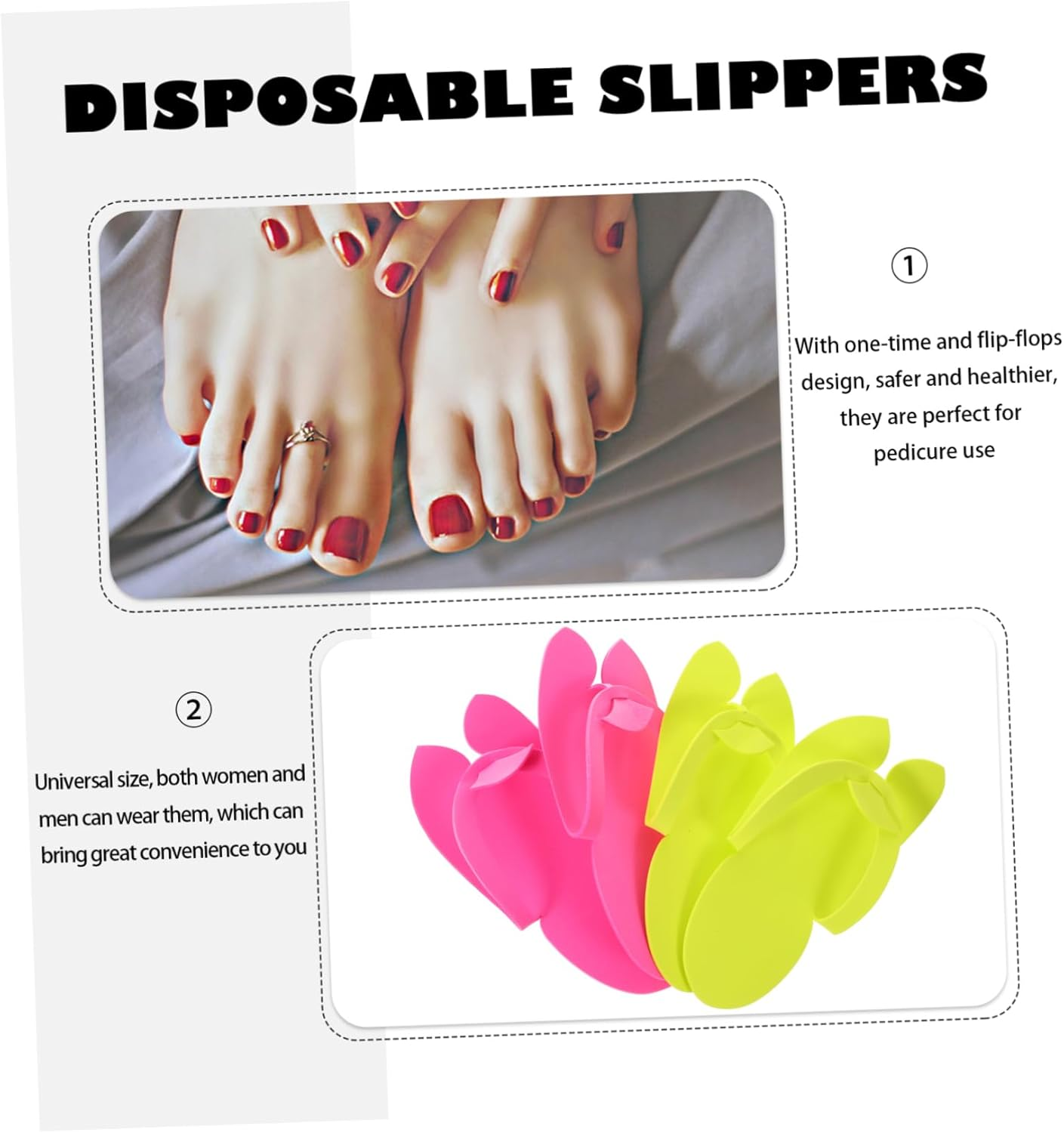 Beavorty 12Pairs Eva Foam Manicure Slippers for Women Men Beach Flip-Flops Disposable Spa Hotel Slippers Random Color image number 3